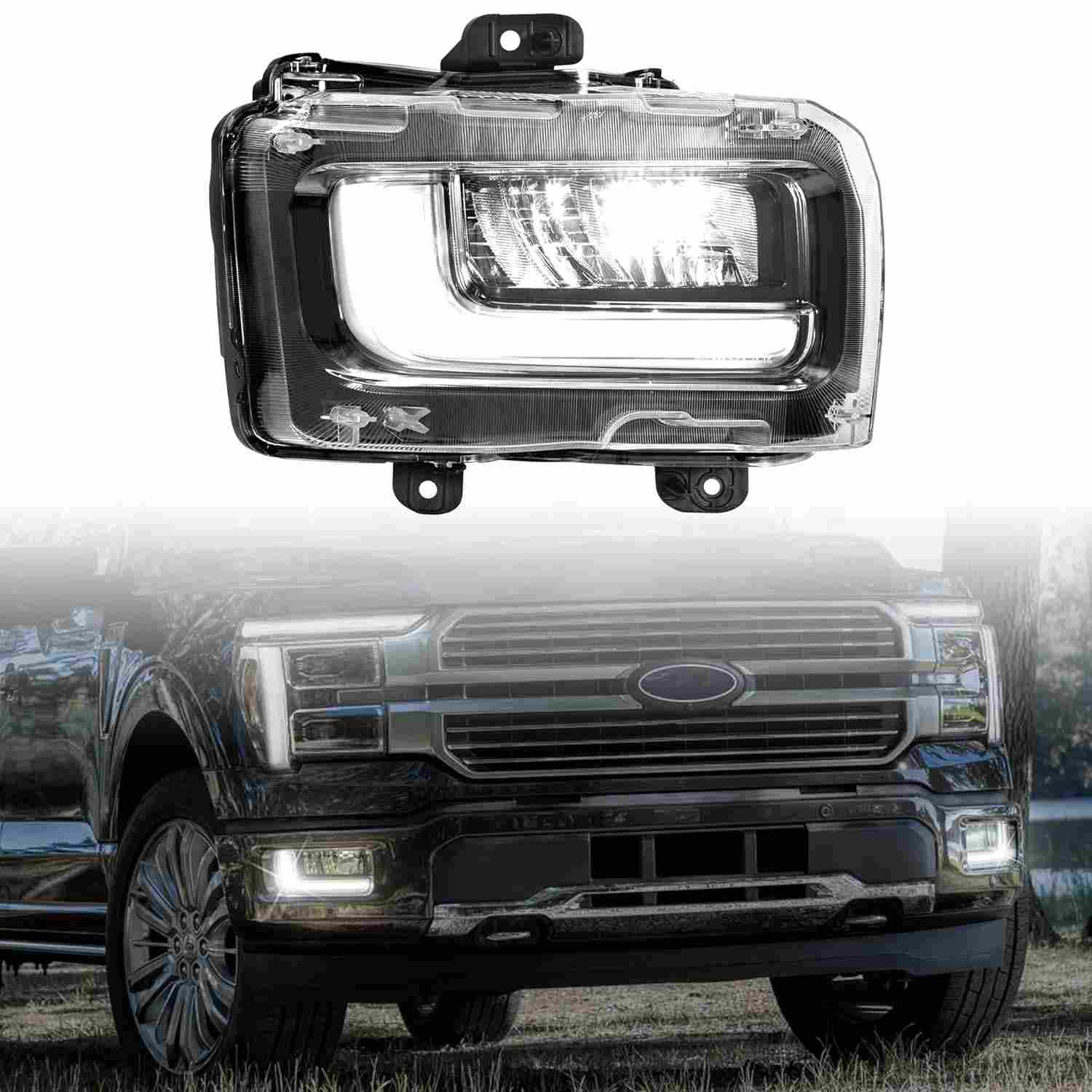 Farol de Neblina LED KEWISAUTO para Ford F150 King Ranch/Platinum 2024-2025 (Lado Passageiro) - Luz Diurna DRL