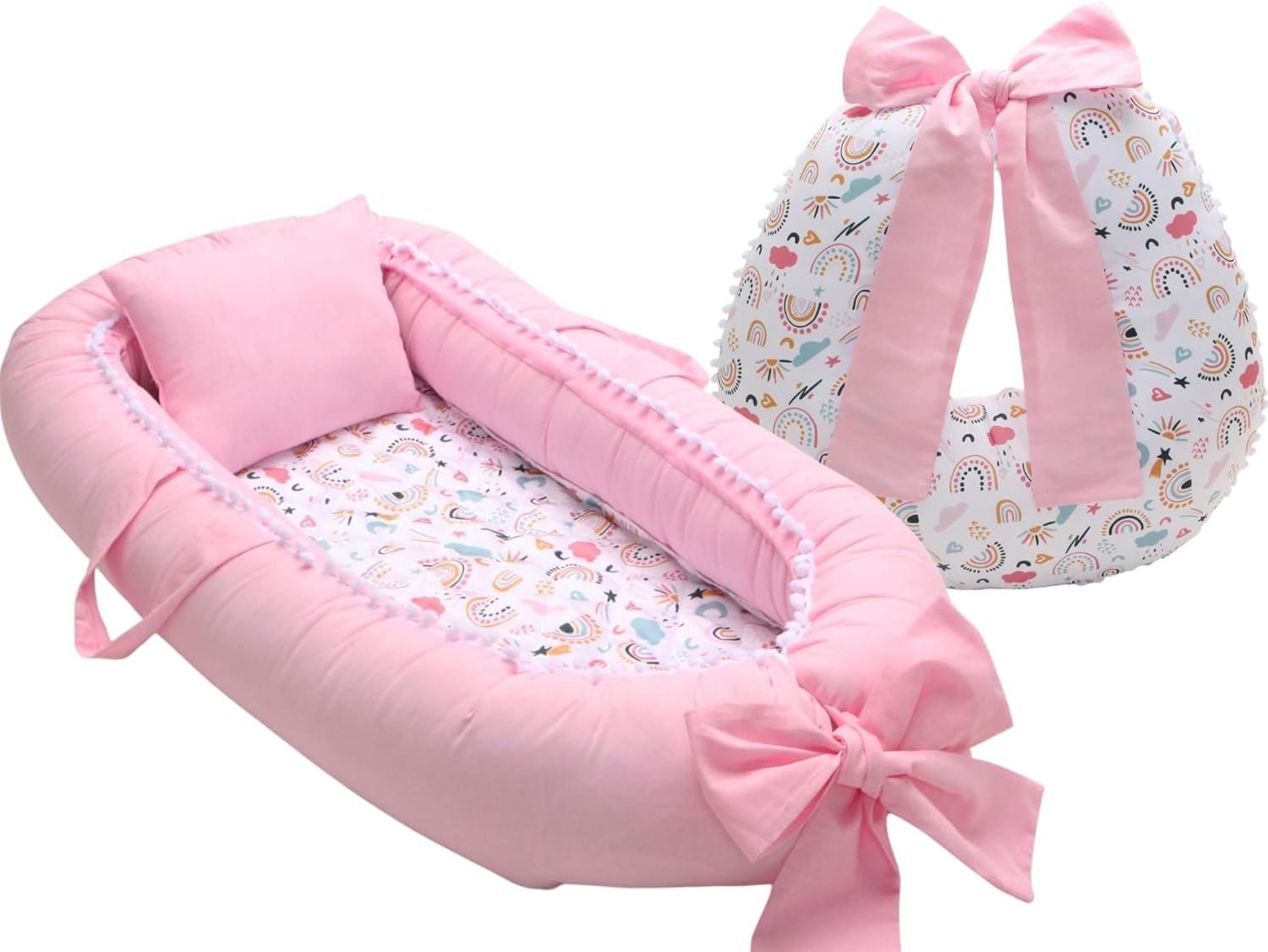Kit Ninho Redutor de Berço com Almofada de Amamentação Rosa - Segurança e Conforto para Bebês
