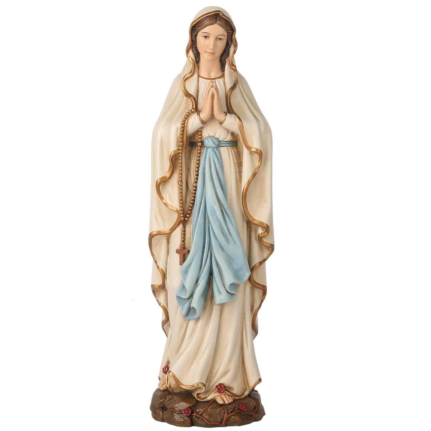 Estátua de Nossa Senhora de Lourdes 25,4 cm - Escultura Católica Renascentista em Resina de Pedra, Decoração Inspiradora para Casa e Igreja