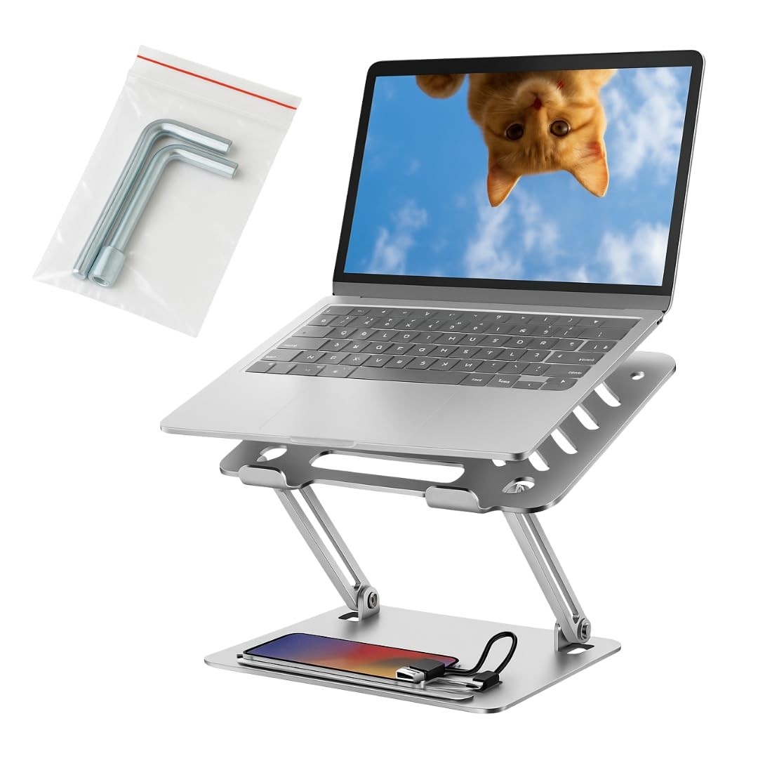 Suporte Ajustável Ergonômico para Notebook e Tablet - Compatível com MacBook, Dell, Lenovo, ASUS e Outros - Steel Hook Premium