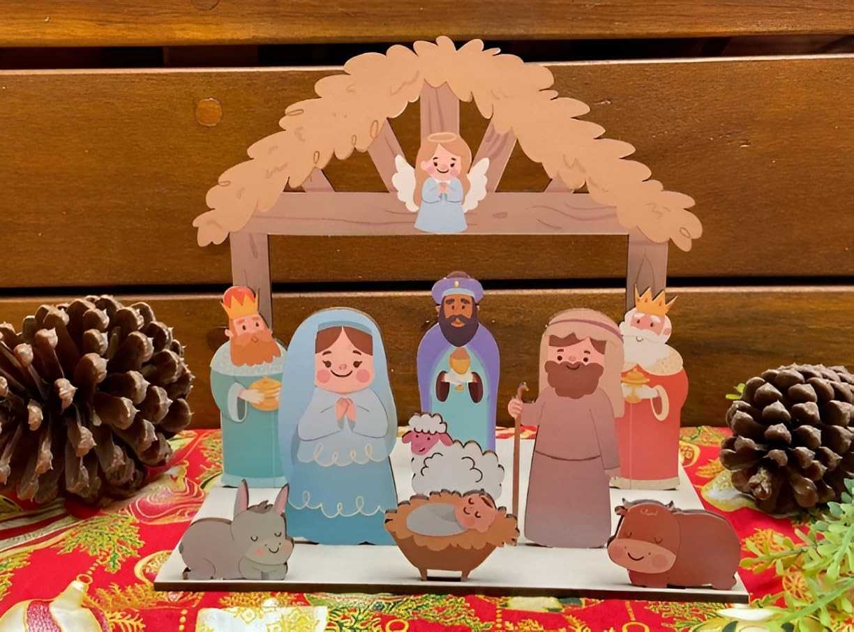 Presépio Natalino Adesivado 9 Peças - Decoração Encantadora e Artesanal para o Natal