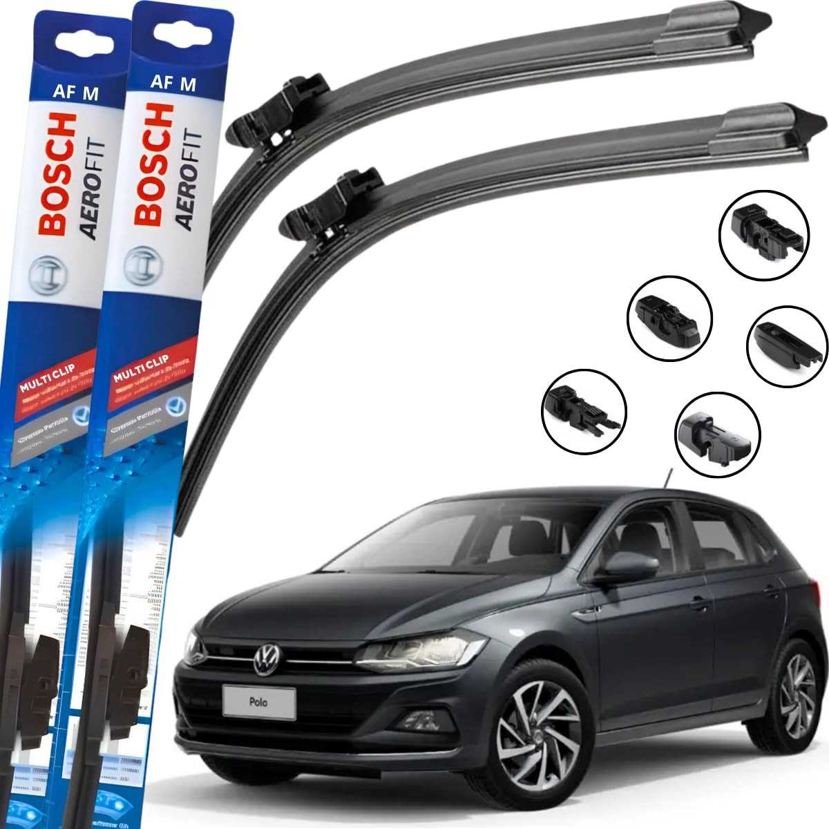 Par Palheta Limpador Parabrisa Original Bosch Multiclip para VW Polo e Virtus (2017-2024)