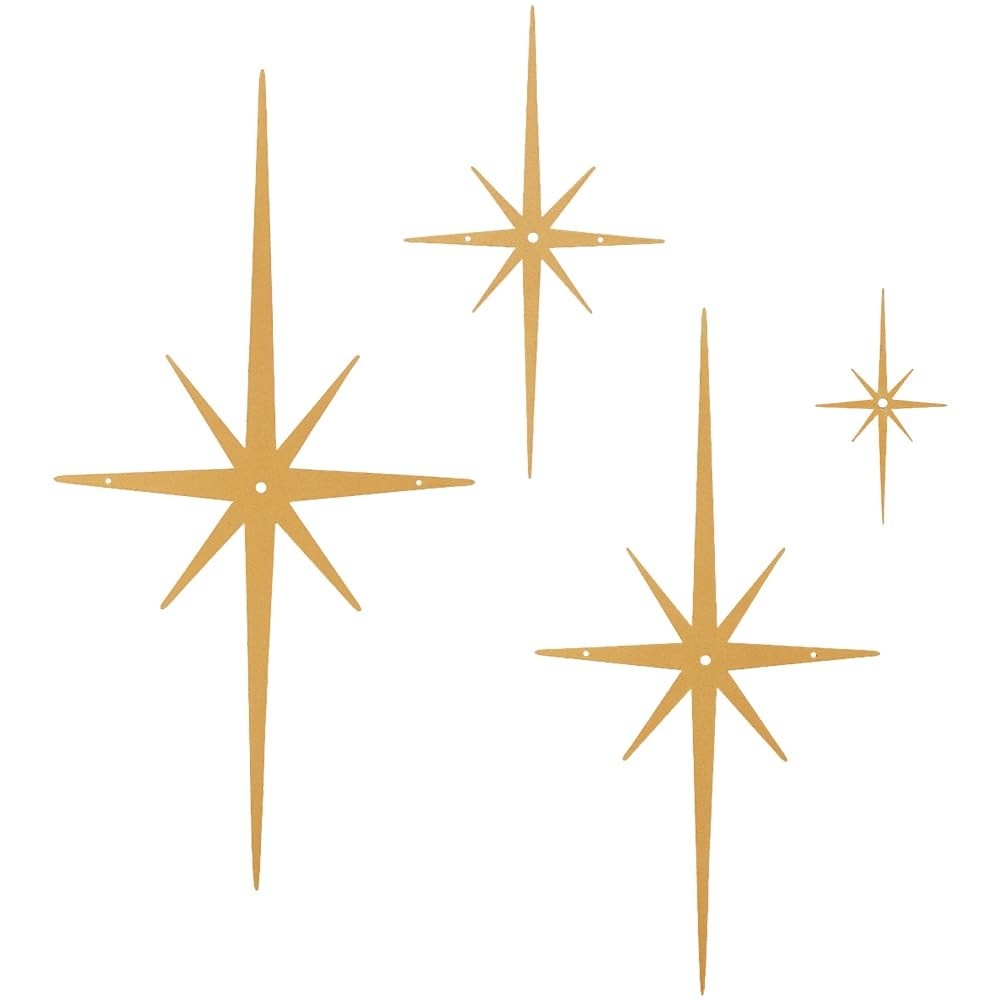 Decoração de Parede Estrela Explosão em Ouro - 4 Peças Modernas para Ambientes Atuais