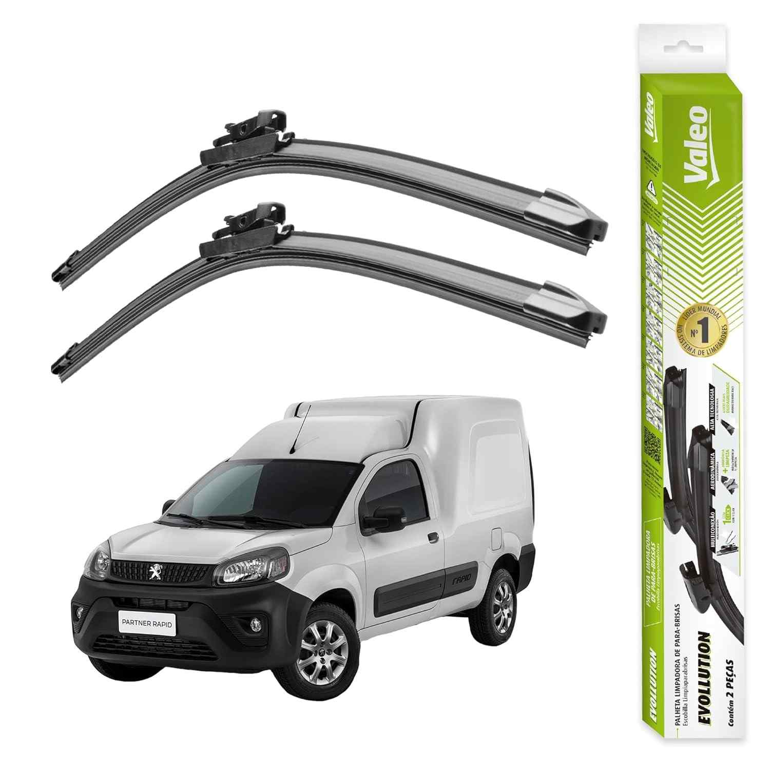 Par de Palhetas Limpador Parabrisa Valeo Evollution Original Peugeot Partner (2023-2025)