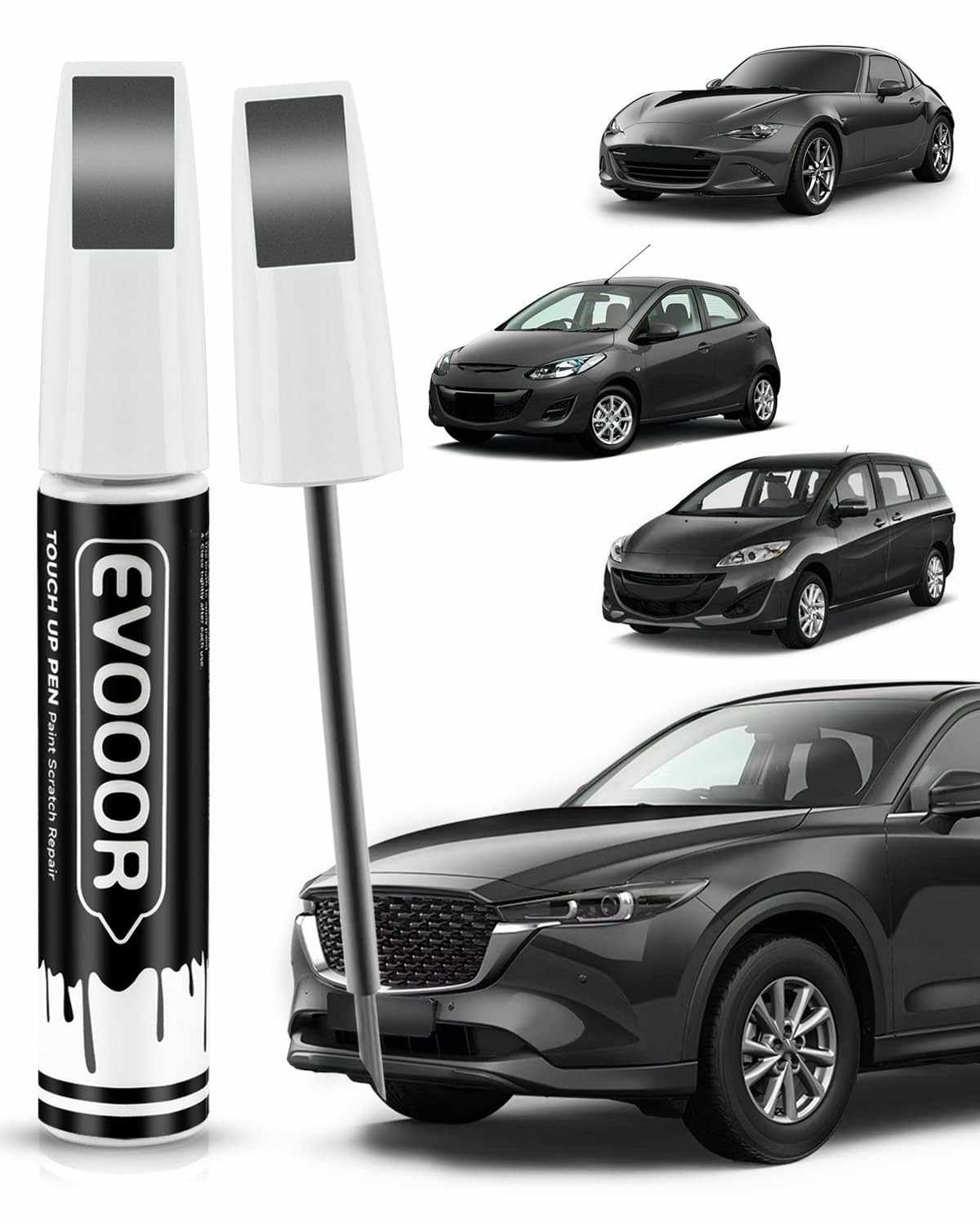 Tinta de Retoque Metálica Cinza 46G para Mazda - Caneta 2 em 1 com Cobertura Perfeita para Arranhões e Lascas