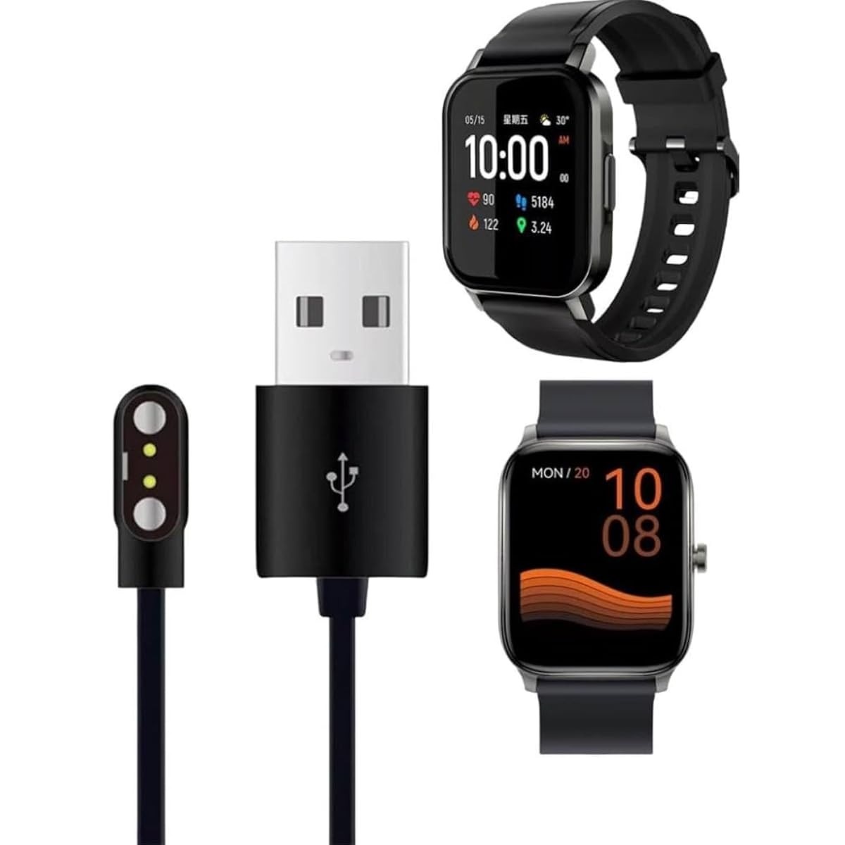 Cabo Carregador USB Rápido para Smartwatch Haylou LS02, GST, Xiaomi - DM Acessórios
