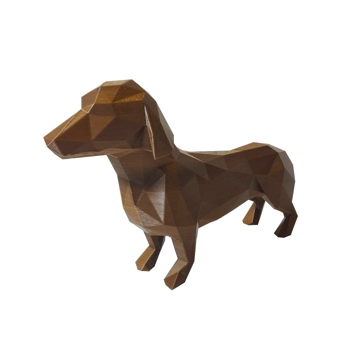 Cachorro Basset Decorativo 3D Bronze - 10cm Toque Realístico para Decoração