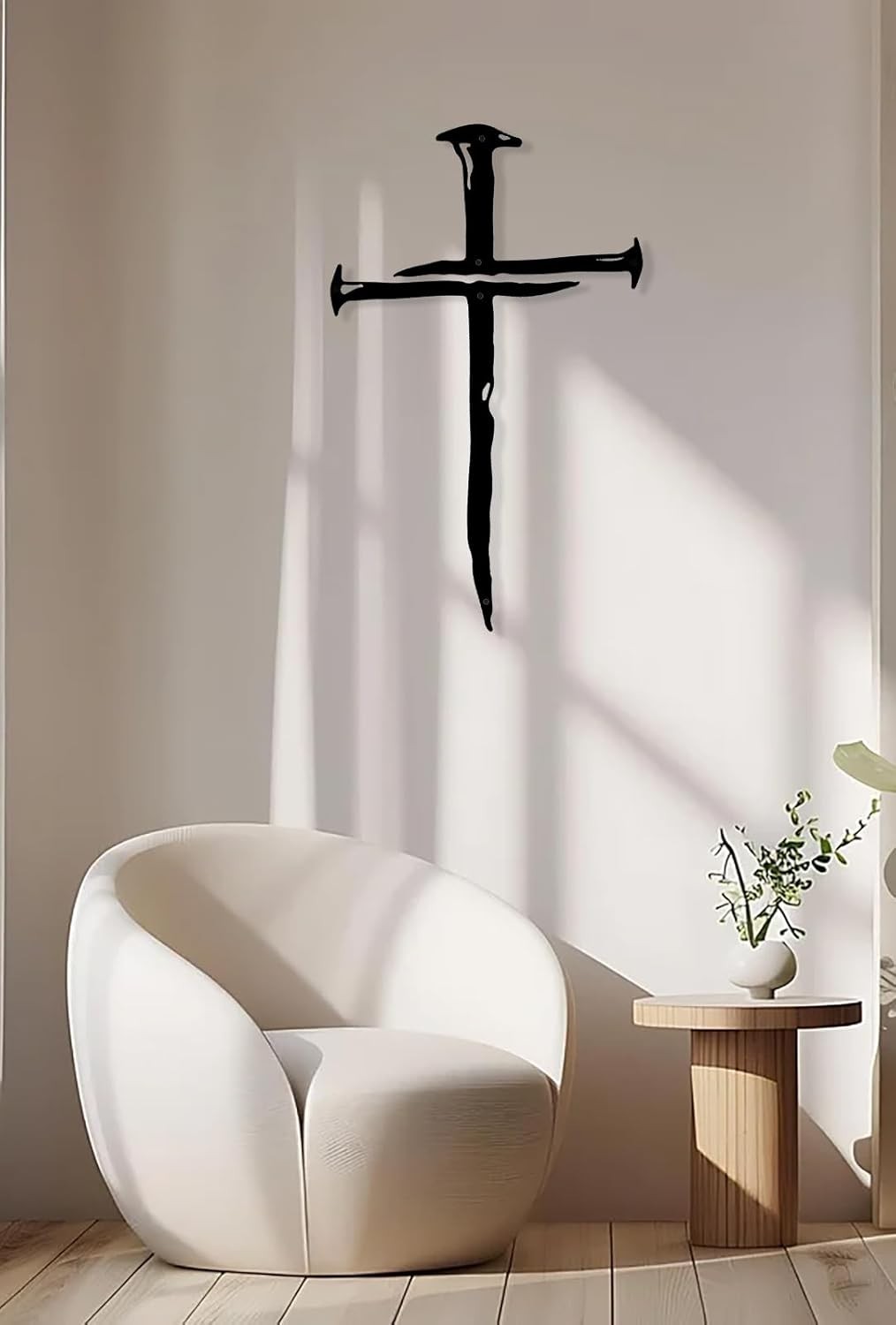 Cruz de Parede Jesus em Metal - Arte Religiosa Minimalista para Casa, Igreja e Escritório