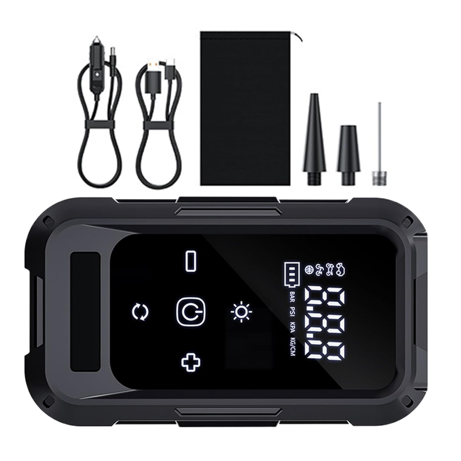 Compressor de Ar Portátil: Inflador Elétrico Recarregável com Visor Digital para Pneus