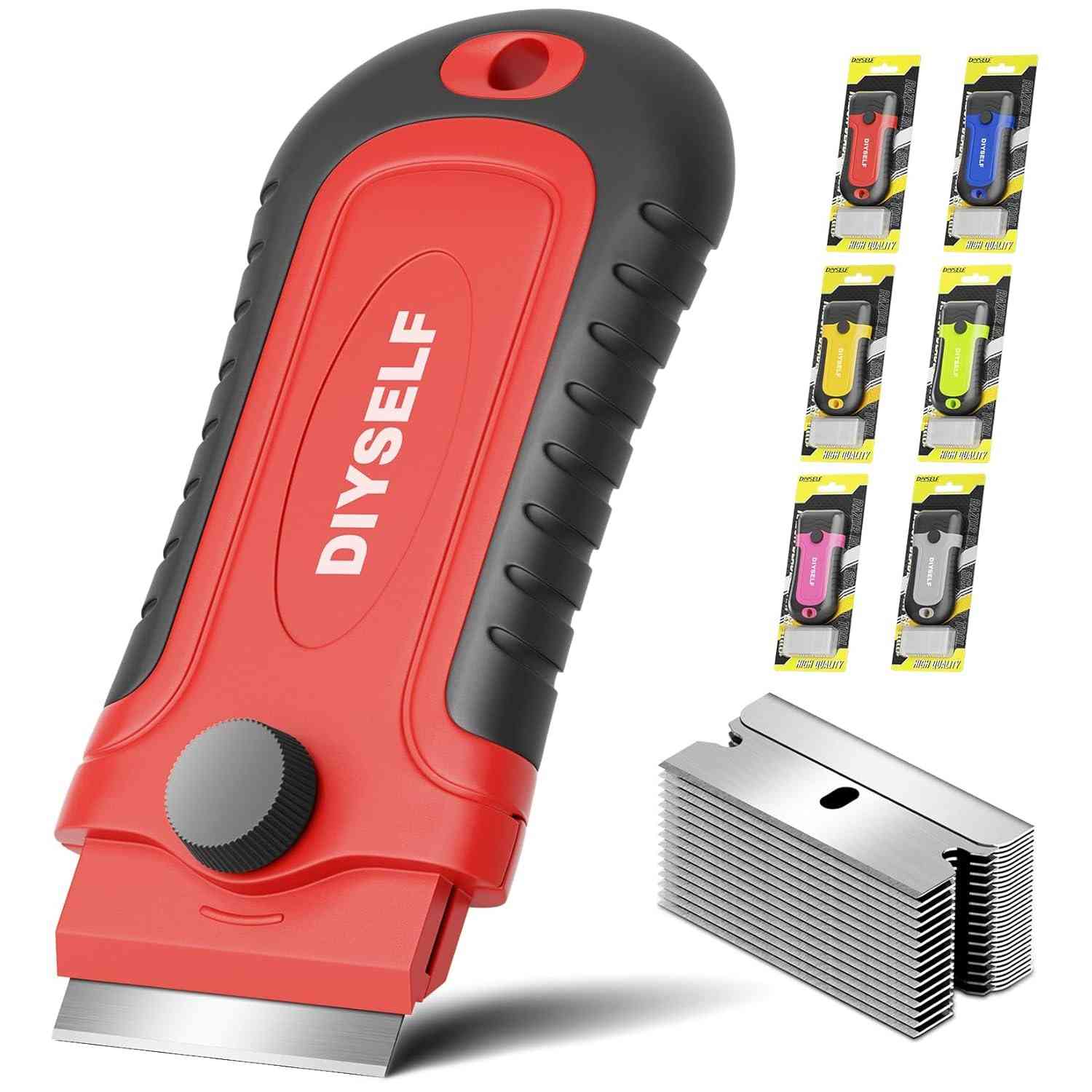 Razor Scraper DIYSELF com 15 Lâminas Extras - Limpeza Profissional para Janelas, Fogões e Superfícies