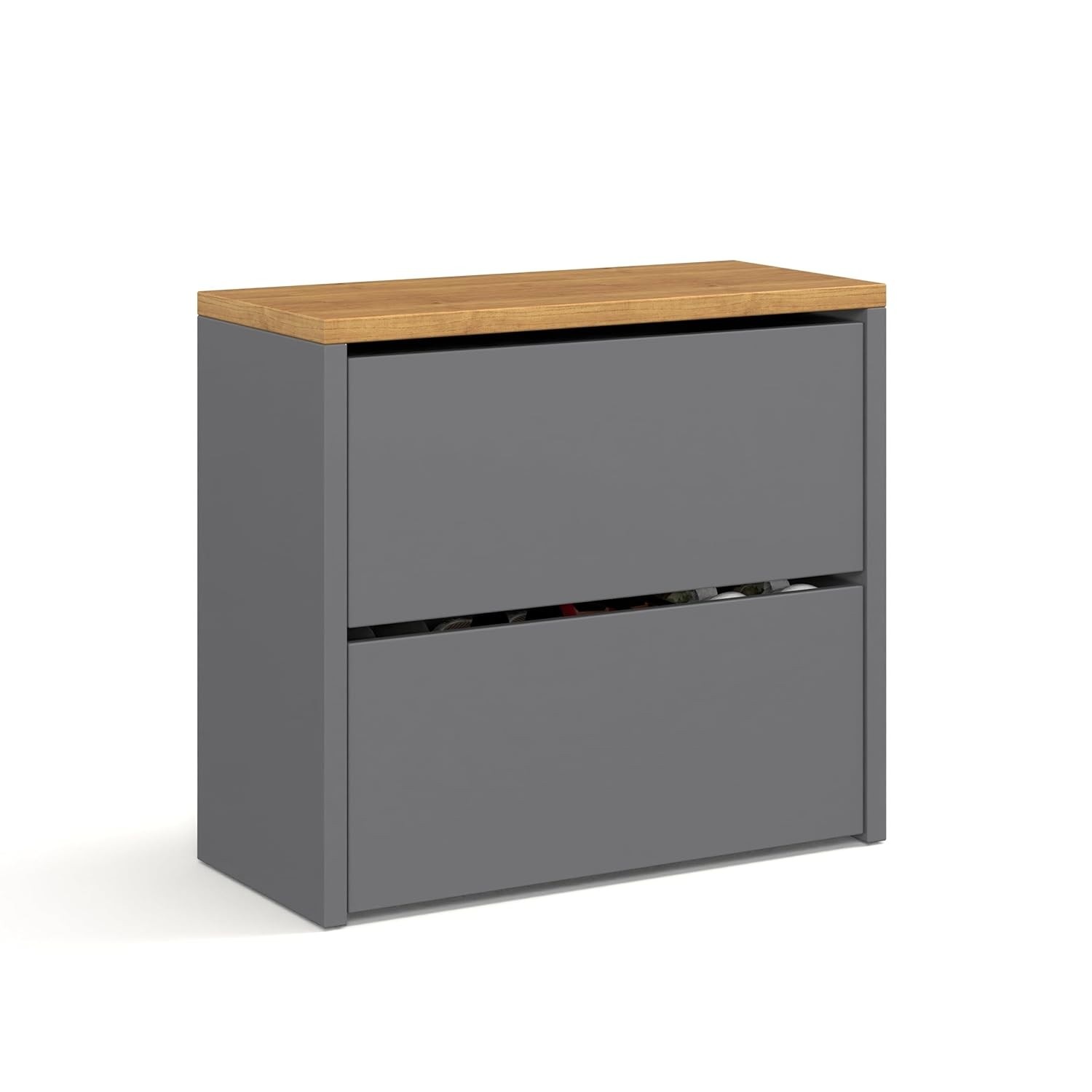 Sapateira Organizadora Basculante com 2 Gavetas - Design Moderno para Hall e Quarto (Cinza/Nature)
