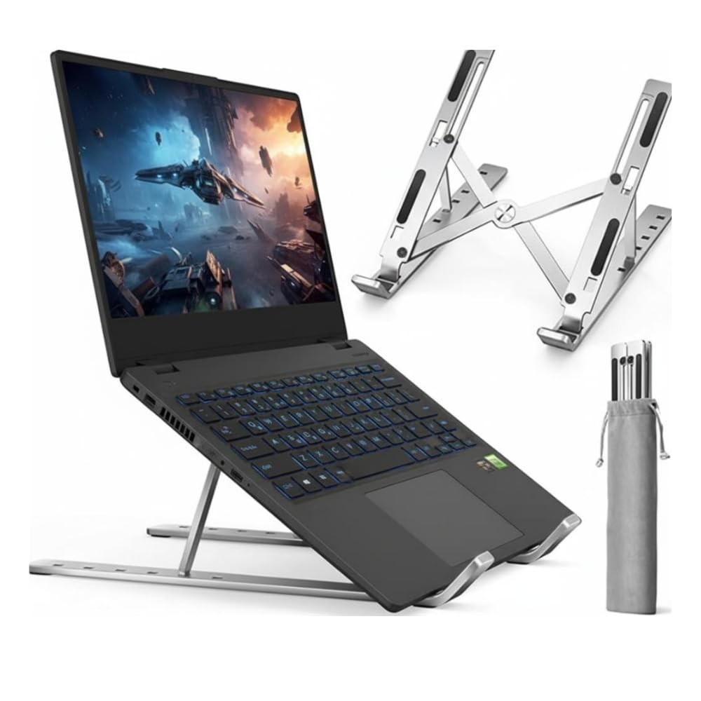 Suporte para Notebook Ajustável em Alumínio 6 Ângulos | Ergonômico, Leve e Resistente até 17" | Linha Premium