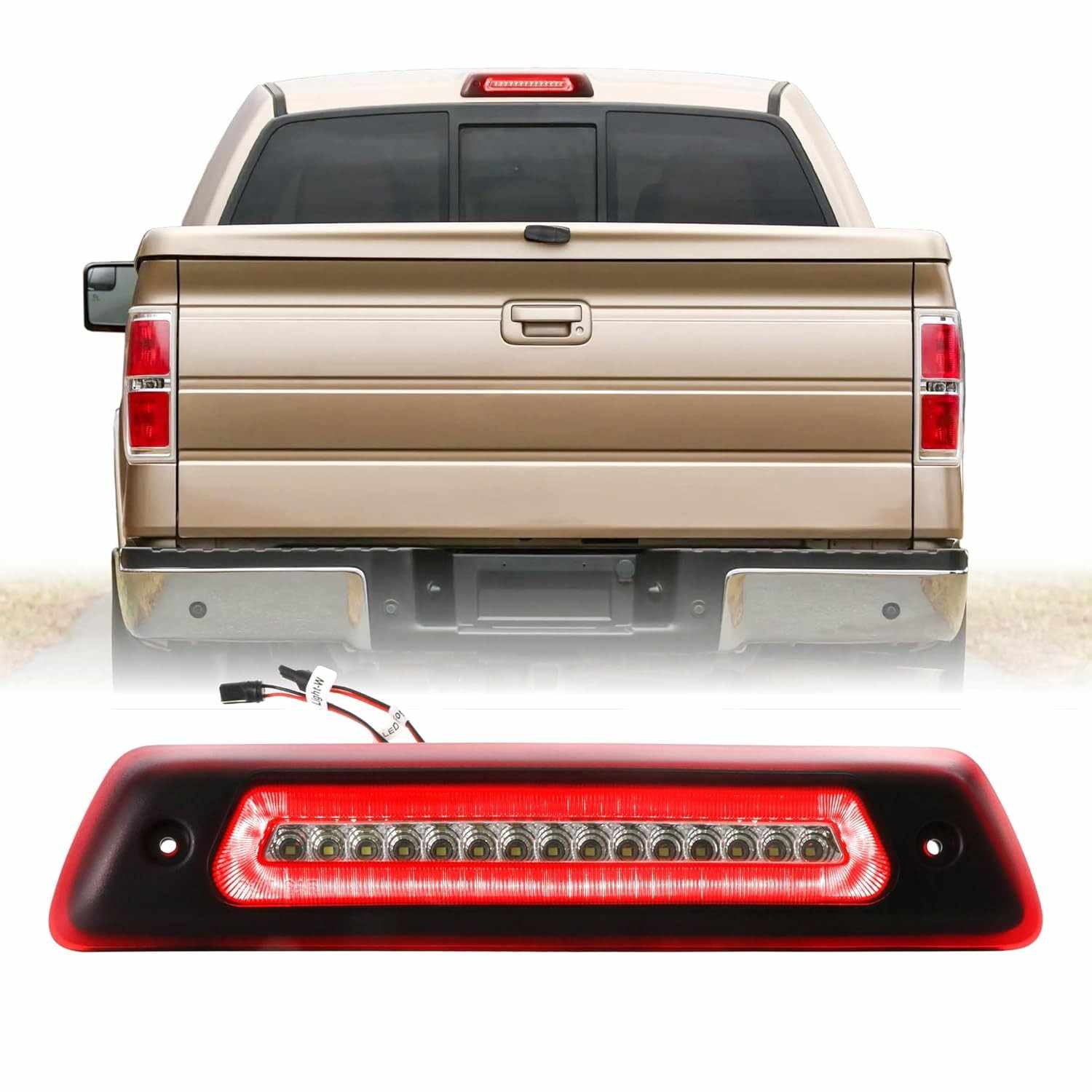 Terceira Luz de Freio LED para Ford F-150 2009-2014: Segurança e Estilo com Lente Vermelha/Transparente