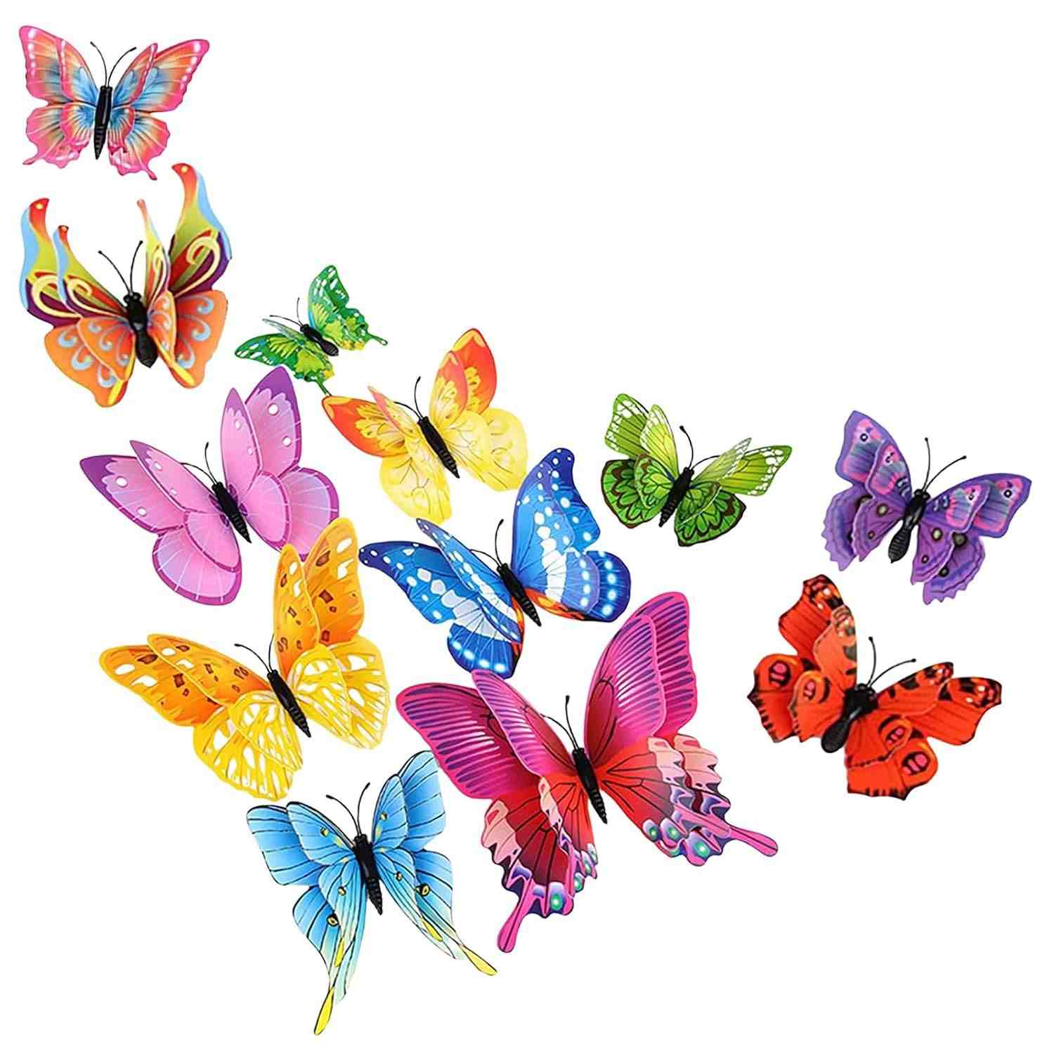 Decoração de Parede Borboleta 3D - 24 Peças com Ímãs | Adesivos Coloridos para Festas, Quartos e Decoração Residencial