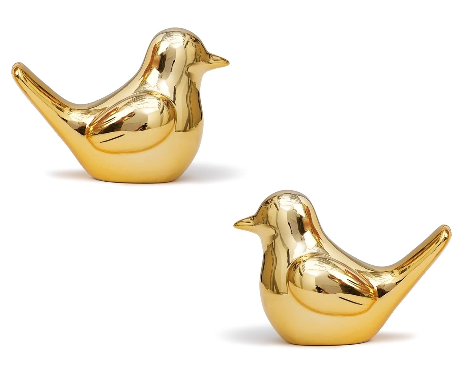Conjunto de 2 Estátuas de Pássaro Dourado 9,5 cm - Decoração Elegante para Casa e Escritório