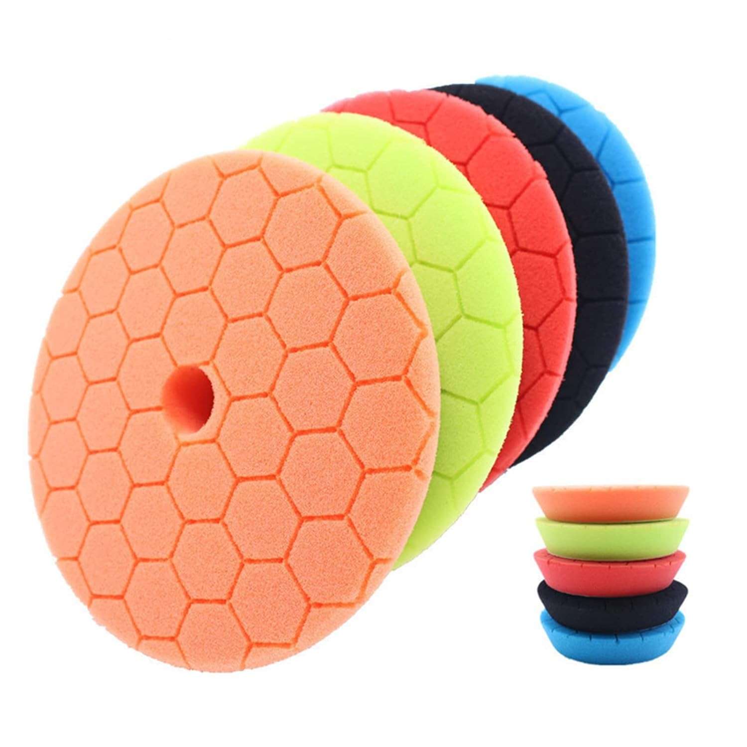 Kit de Almofadas de Polimento Domary 5 Peças 6" - Espuma Premium Lavável para Polidor