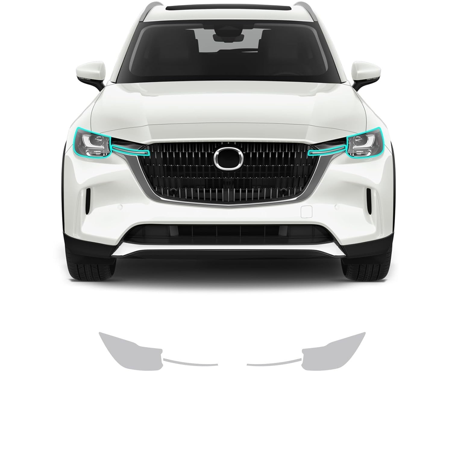 Película Protetora TPU 8,5 Mil para Mazda CX90 2024-UP | Faróis 4 Peças Pré-Cortados