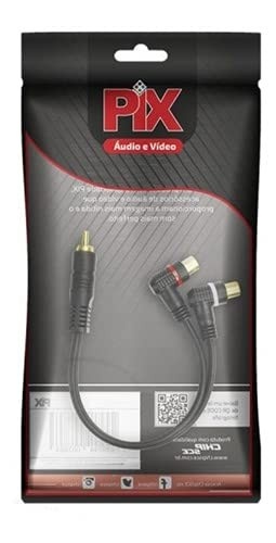 Cabo RCA Y 1 Macho x 2 Fêmeas 90º - Conexão de Áudio Perfeita e Flexível (25cm)