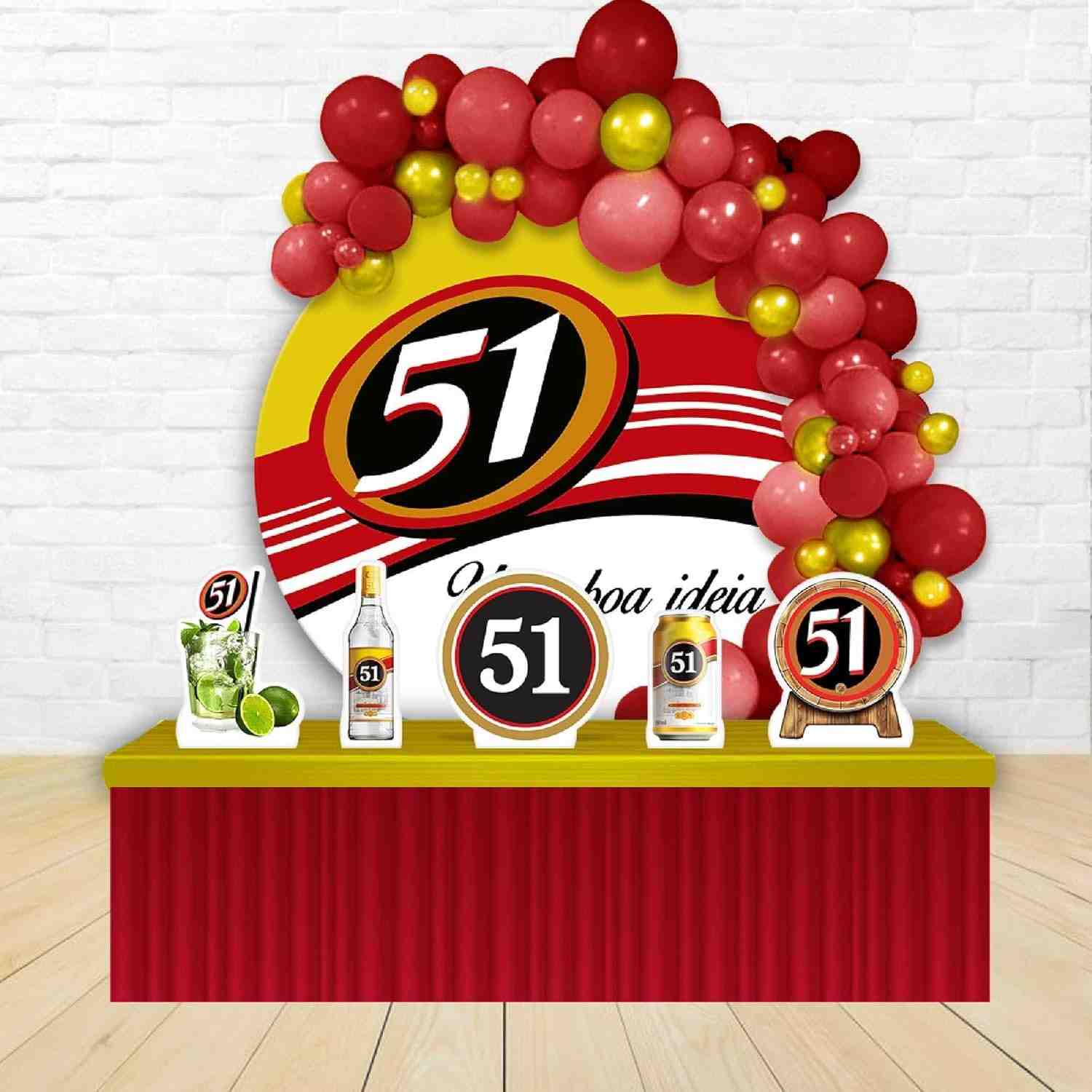 Kit Decoração Painel Redondo Festa Temática Cachaça Pinga 51 - Ideal para Aniversários Infantis