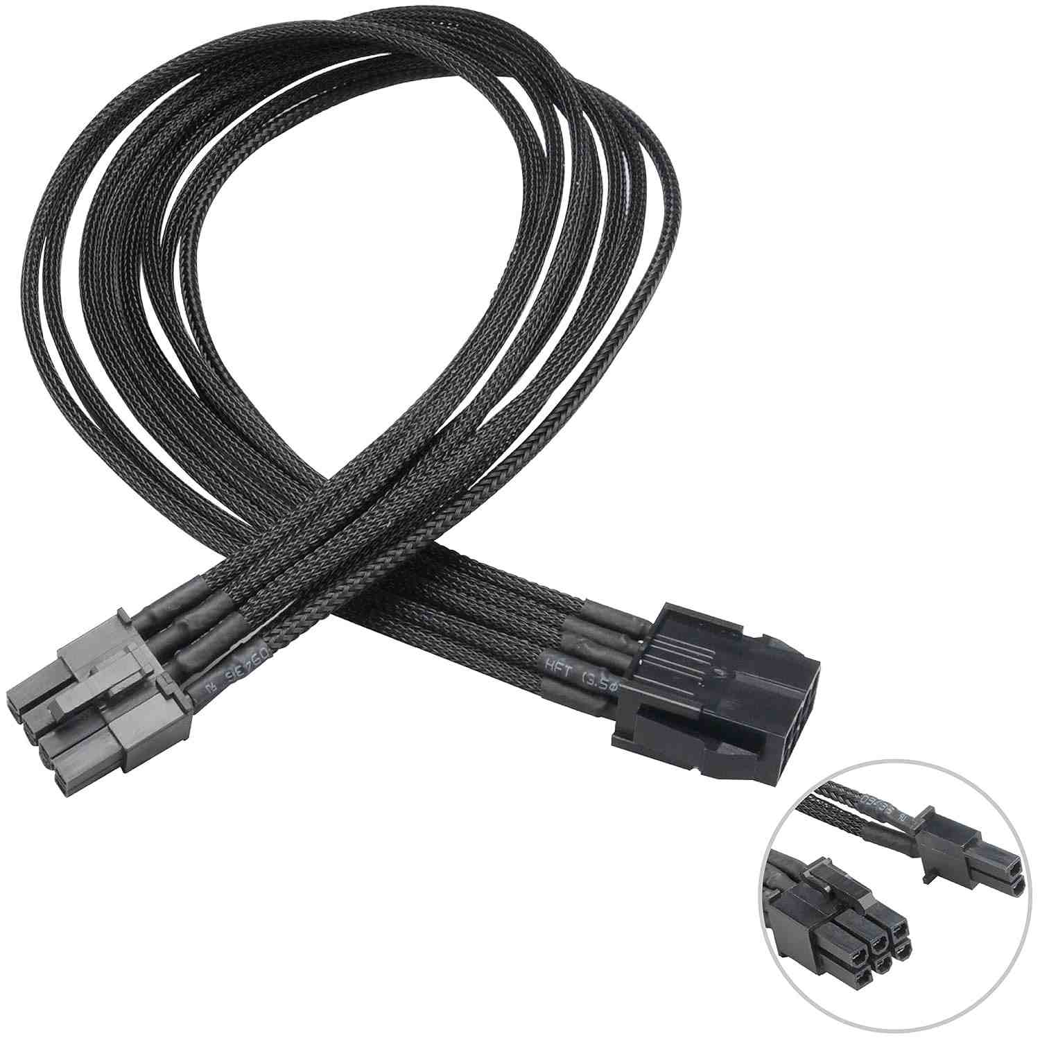 Cabo Extensor Akasa FLEXA V8 8 Pinos (6+2) para Placa de Vídeo VGA - 40cm Preto
