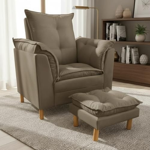 Poltrona de Amamentação com Puff - Conforto e Estilo para Mamães (Cappuccino)