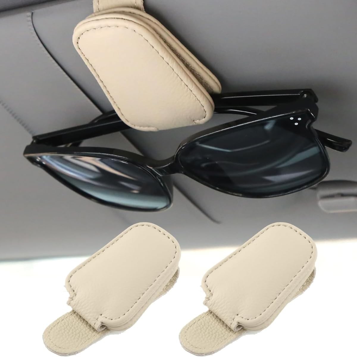 Porta Óculos Veicular Premium em Couro com Suporte Magnético - Organize Seu Carro com Estilo!