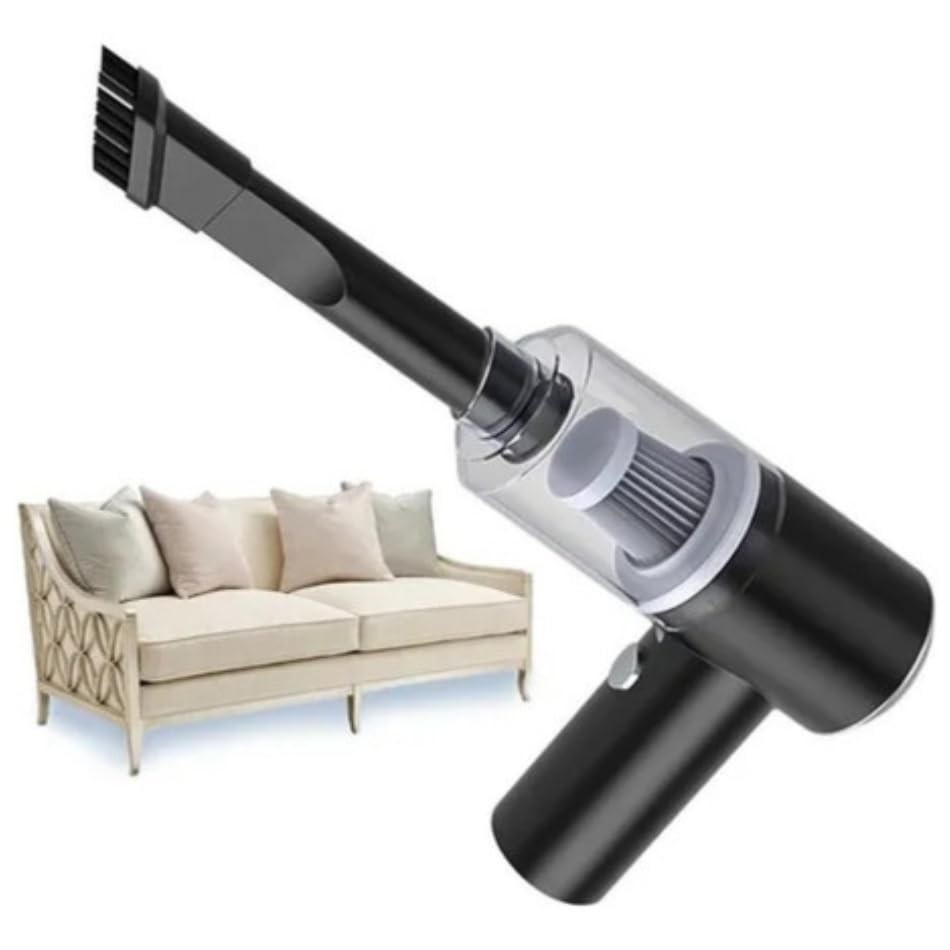 Mini Aspirador Portátil Premium 120W: Potência 6000PA, Sopra e Aspira, USB Recarregável, Filtro HEPA Lavável - Ideal para Carro, Teclado e Casa