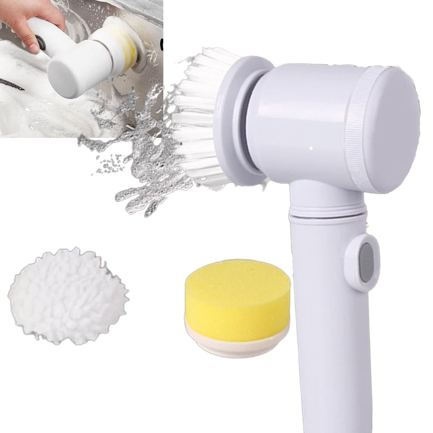 Escova de Limpeza Elétrica Portátil Recarregável com 3 Cabeças - Ideal para Banheiro e Azulejos