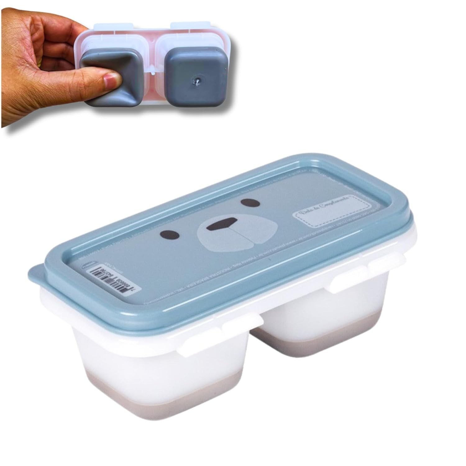 Pote de Papinha para Congelar com 2 Compartimentos 150ml - Rosa/Azul BPA Free