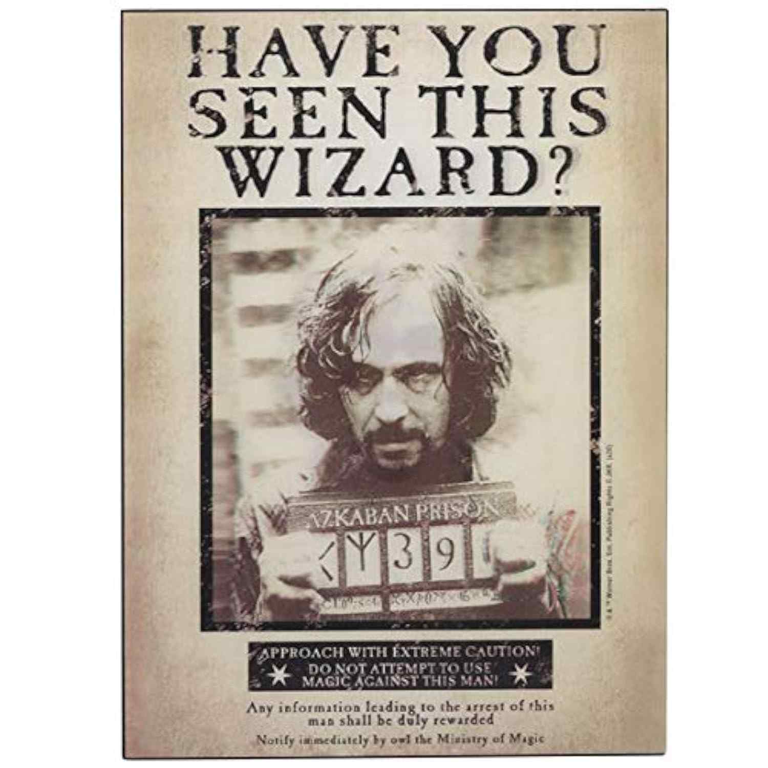Pôster de Parede de Madeira Harry Potter - Sirius Black Wanted Oficial