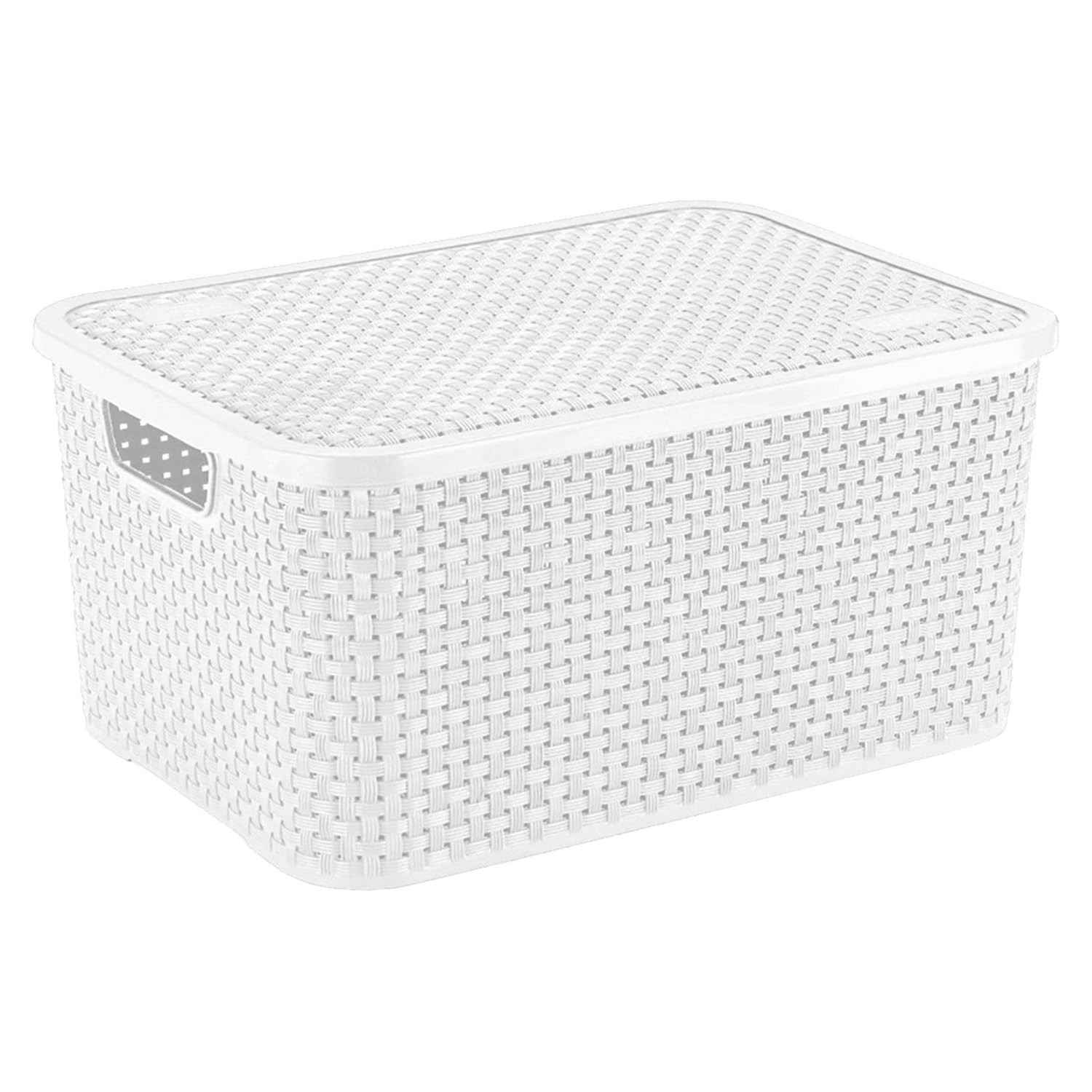 Cesto Organizador Rattan Branco G - Design Elegante e Prático para Casa