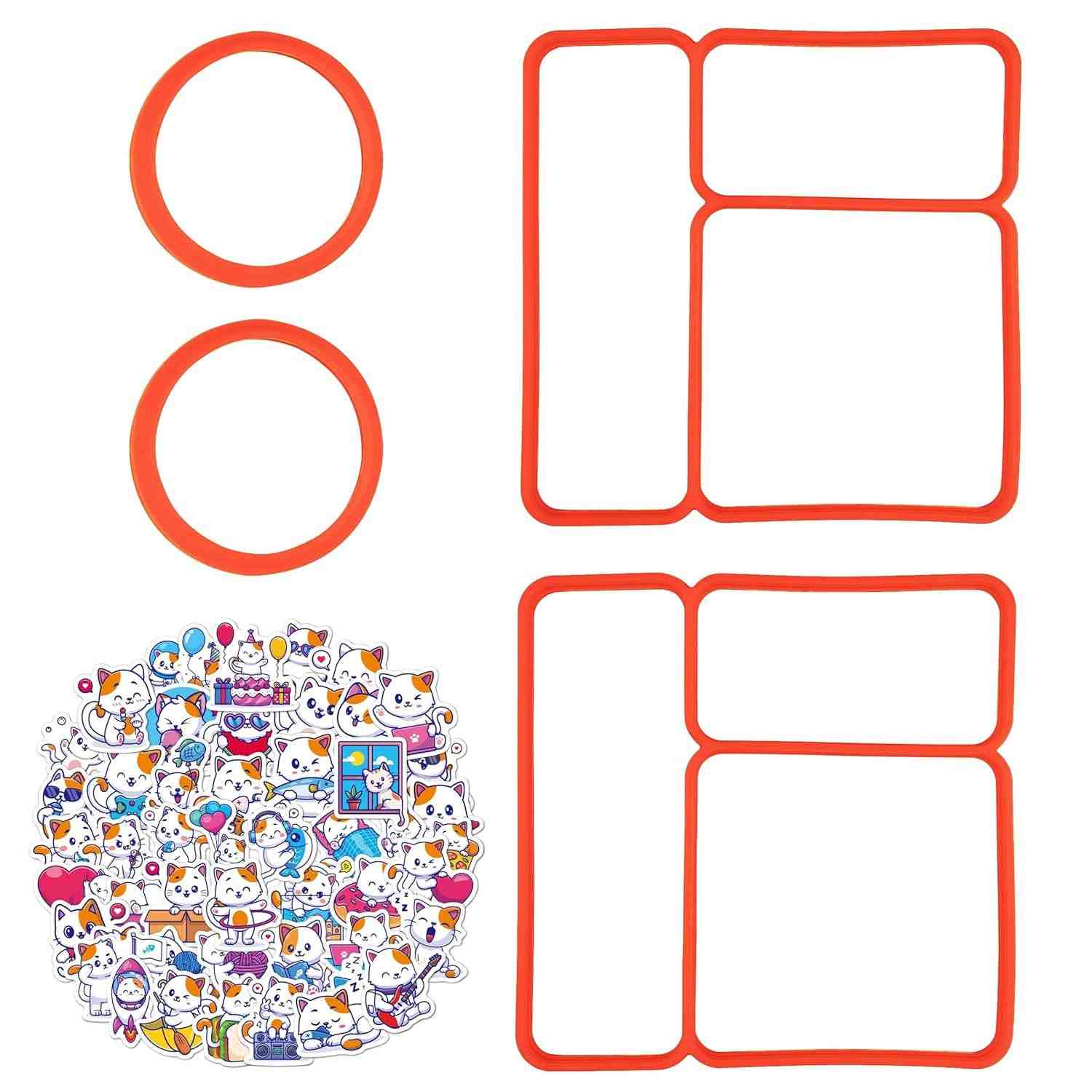Pacote com 4 Juntas de Vedação para Omiebox + 50 Adesivos Divertidos - Silicone Alimentar Premium