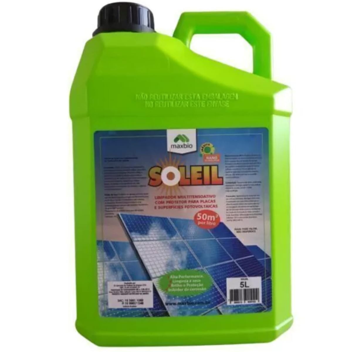 Limpador Concentrado para Placas Solares - 5L Soleil Pro MaxBio