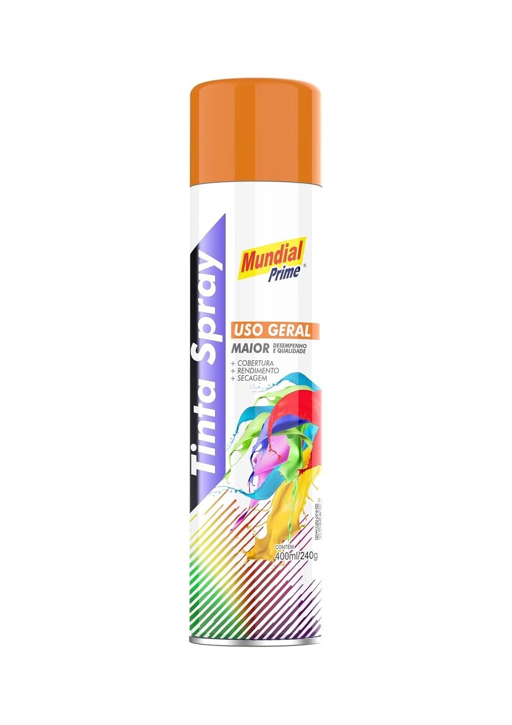 Tinta Spray Uso Geral Mundial Prime 400ml Laranja - Acabamento Profissional Rápido