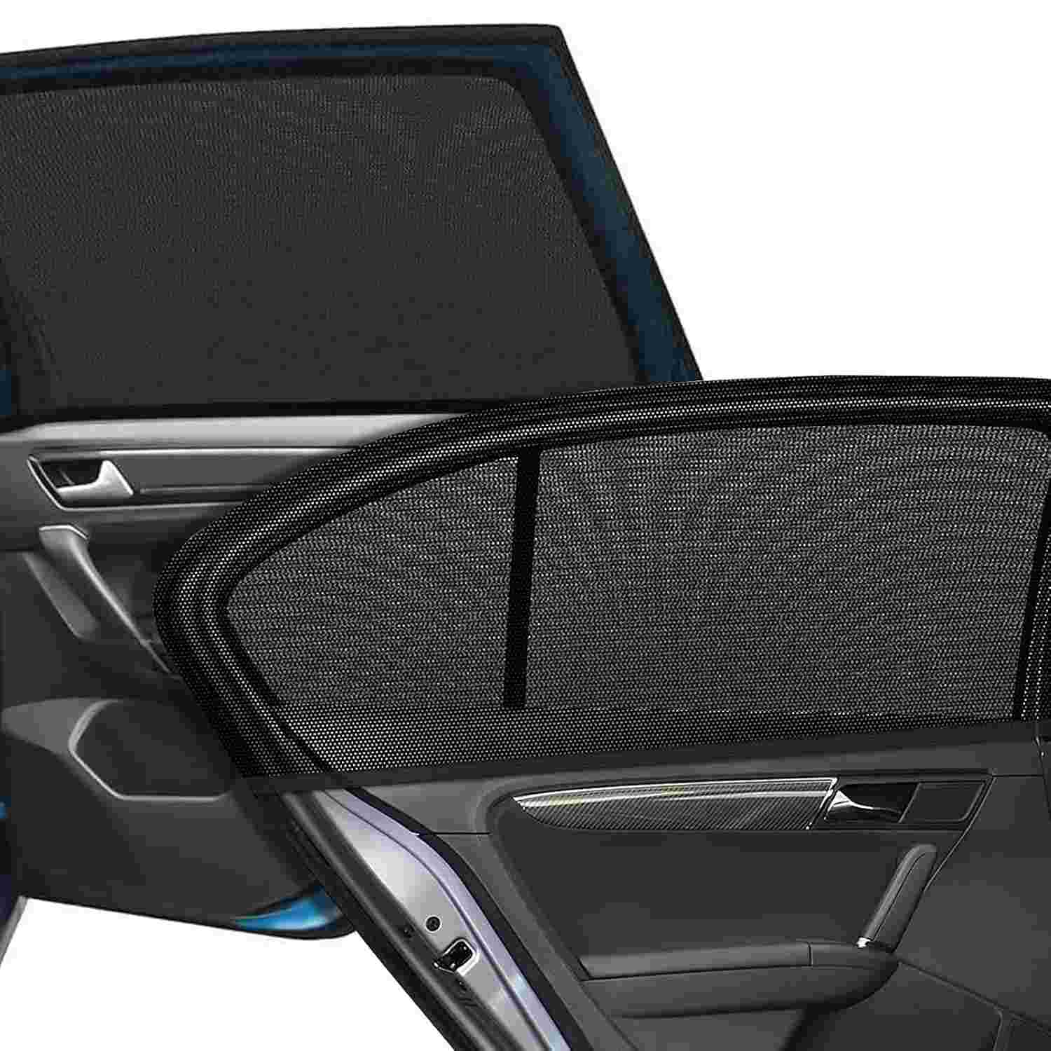 Kit 2 Persianas de Carro em Malha Elástica Respirável - Proteção UV e Privacidade para Janelas Traseiras