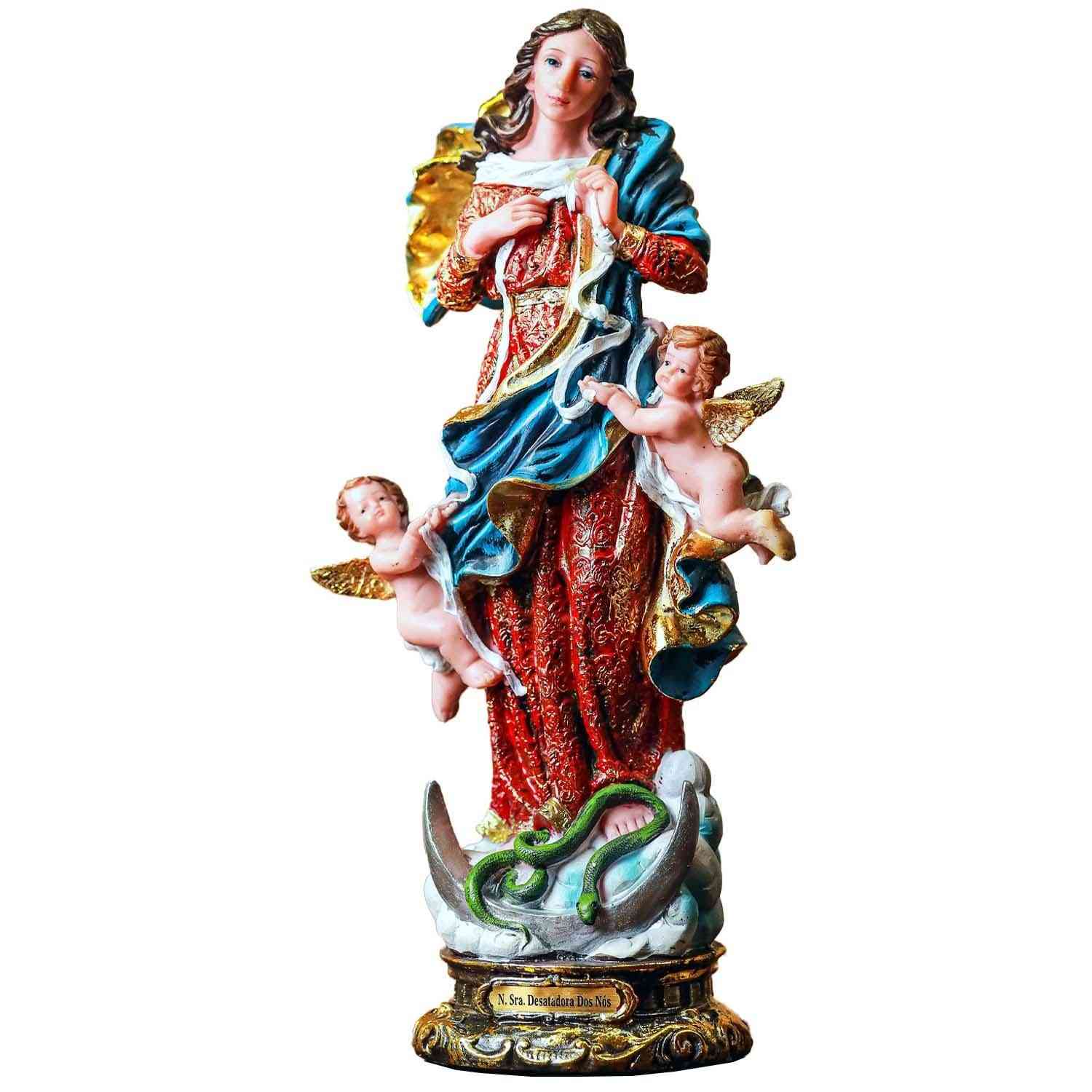 Imagem Nossa Senhora Desatadora dos Nós 30cm em Resina - Peça Sagrada para Bênçãos e Proteção