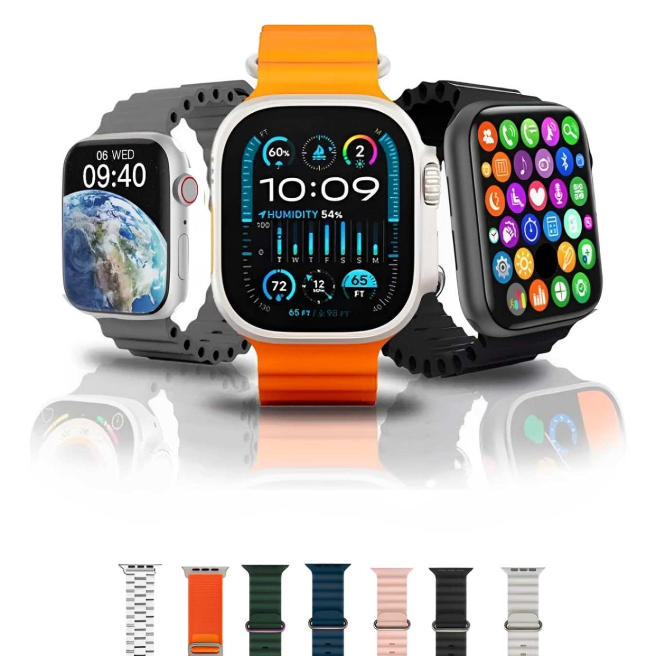 Smartwatch AMOLED 2.2" com 7 Pulseiras: Design Moderno, Bluetooth 5.2 e Multitarefa Avançada