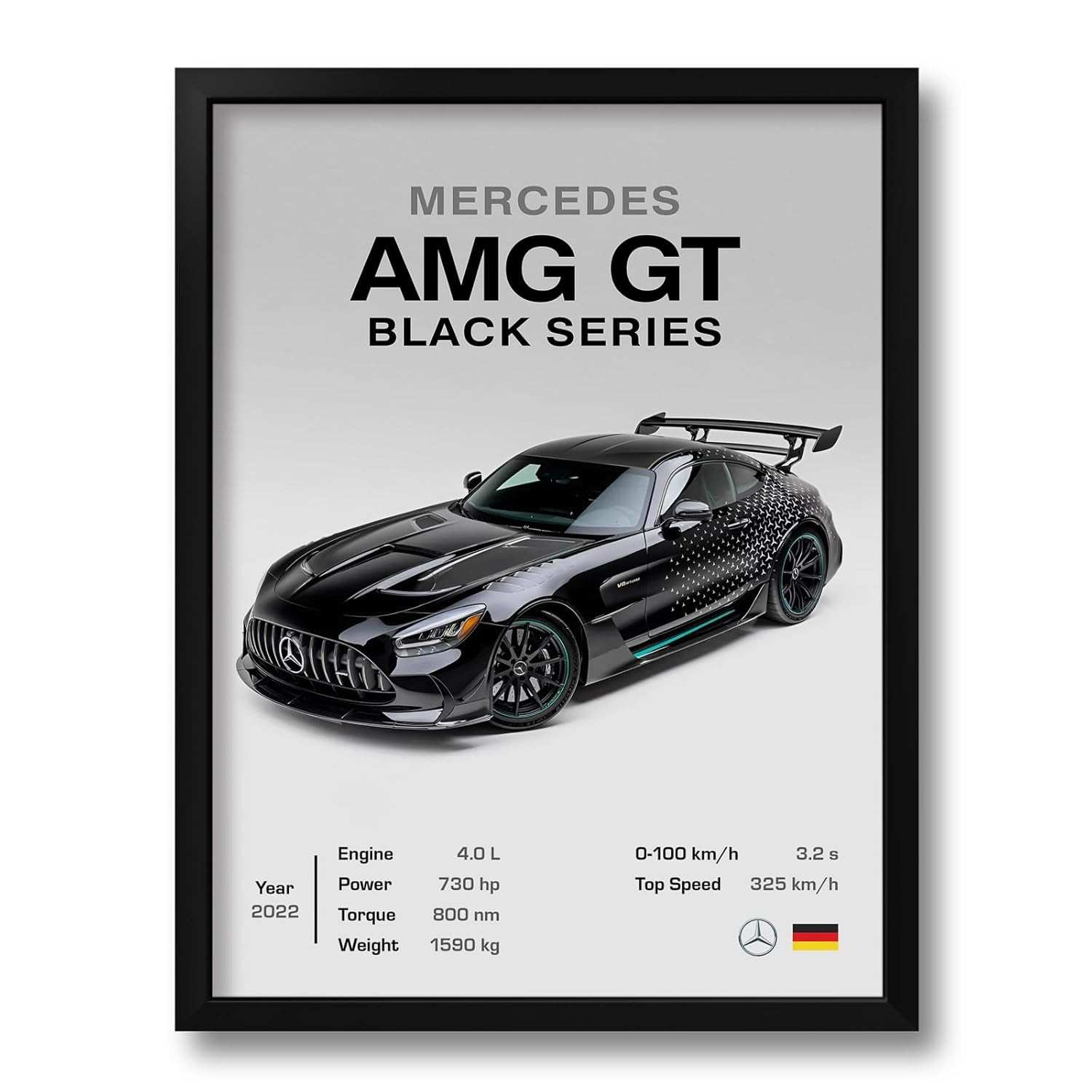 Quadro Mercedes AMG GT Black Series 33x43cm - Decore com Estilo Automotivo