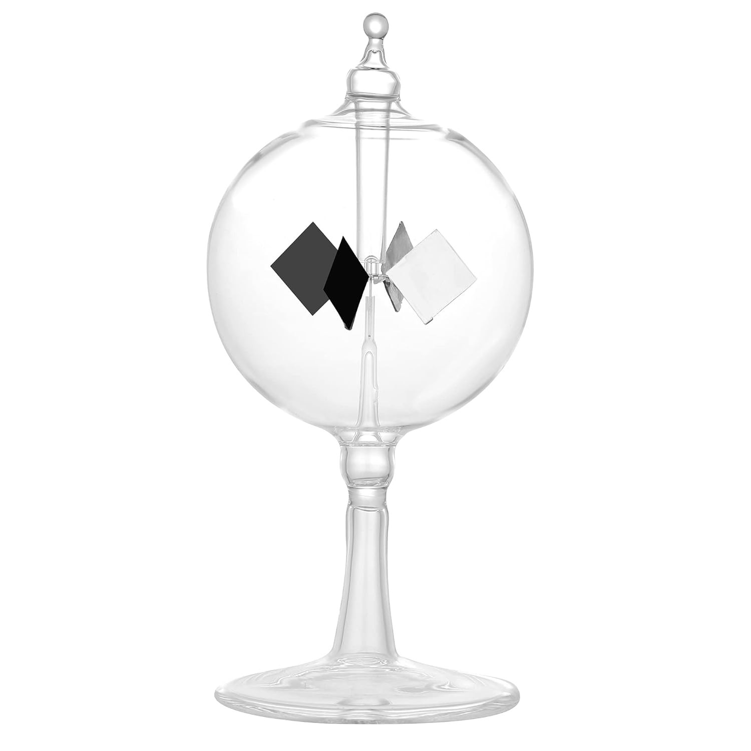 Radiômetro Solar Crookes de Vidro Transparente - Decoração Elegante e Ciência em Movimento