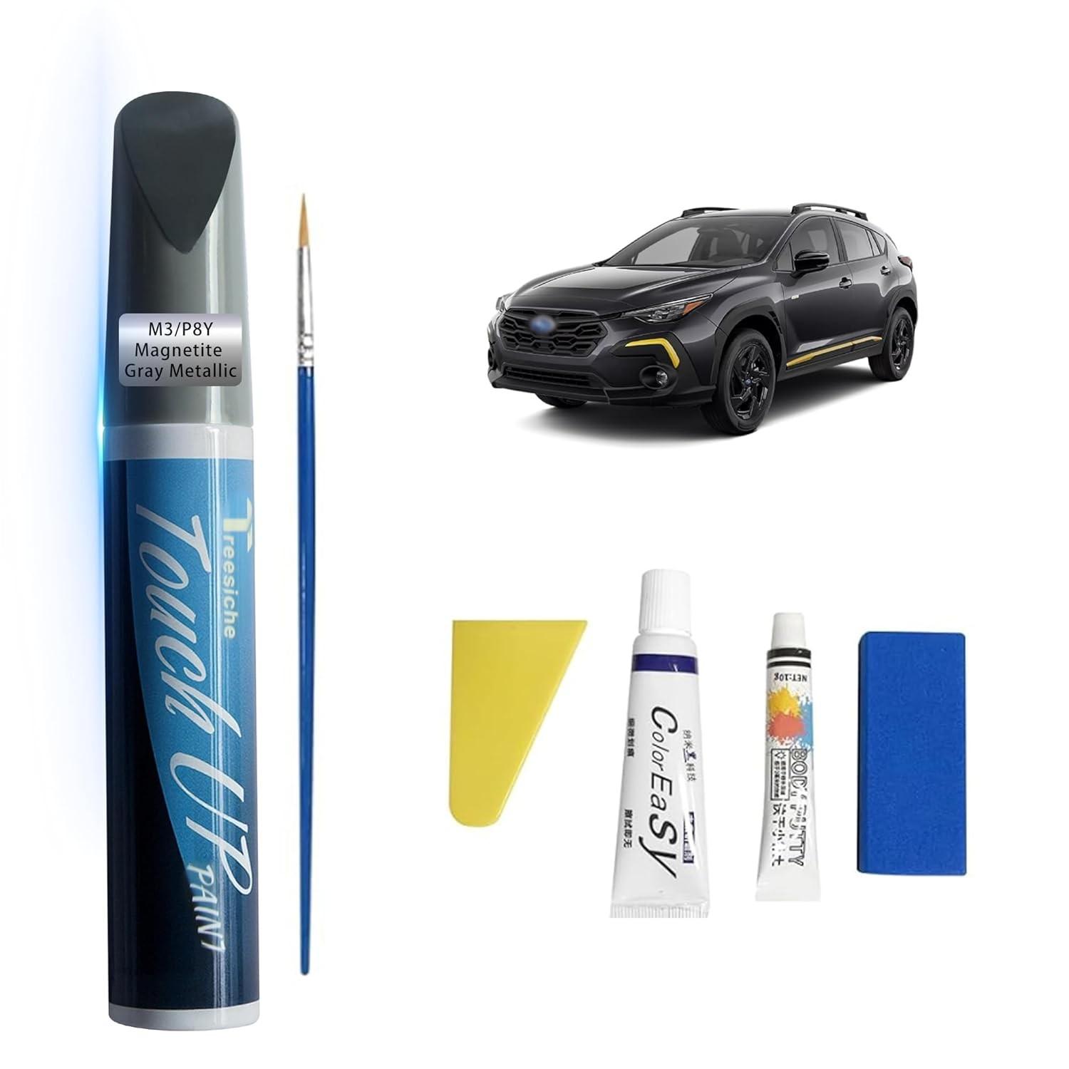 Tinta de retoque M3/P8Y cinza magnetita metálica para SUBARU correspondência exata, kit de reparo de arranhões de pintura de carro, caneta removedor de arranhões 2 em 1 com cor matched