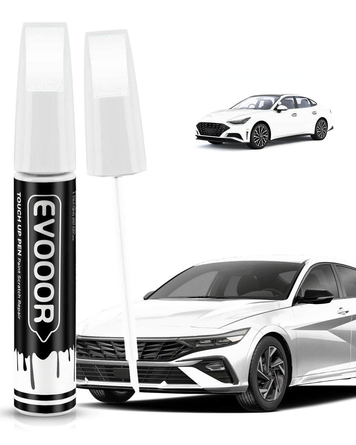 Tinta de Retoque Hyundai 2 em 1: Reparo Rápido para Lascas e Arranhões (Gelo/Quartzo Branco Pérola Tricoat - W8/WW8)