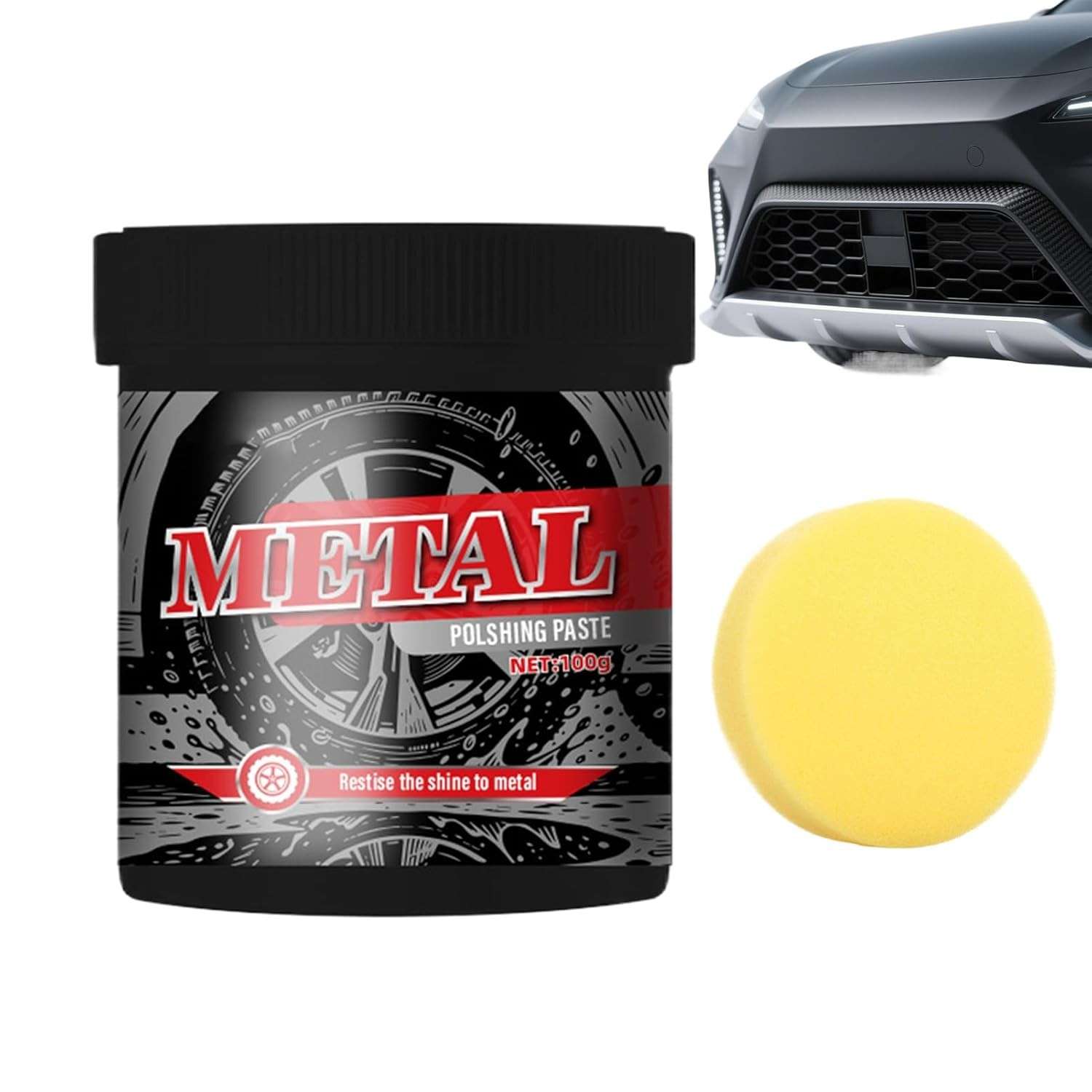 Polidor de Automotiva - de Revestimento com Esponja | Creme para Remover Riscos de Pneus 100g,para Caminhão SUV Motos Bicicleta Alumínio Aço Joias Cozinha Ferramentas Corrente Dobradiças