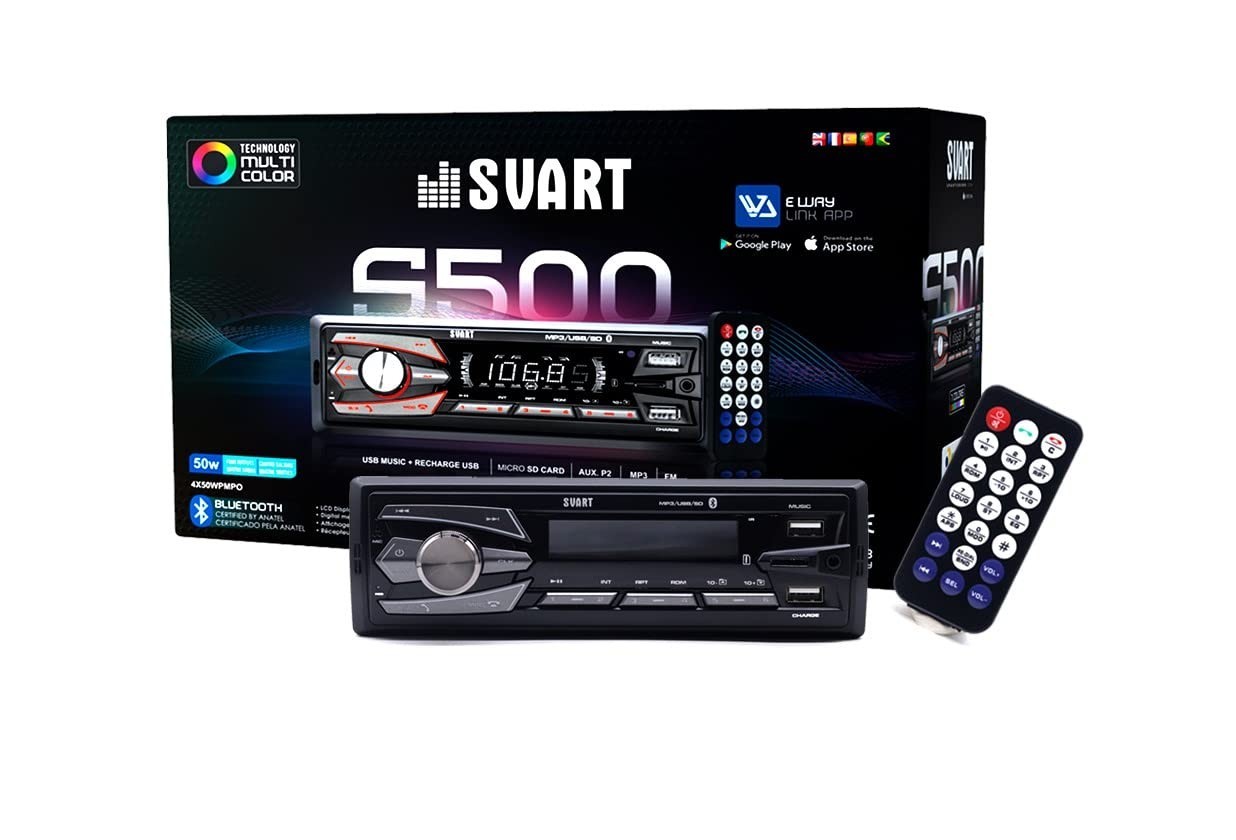 Rádio Automotivo SVART S500 MAX: Bluetooth, USB e Som Potente 4x25W RMS