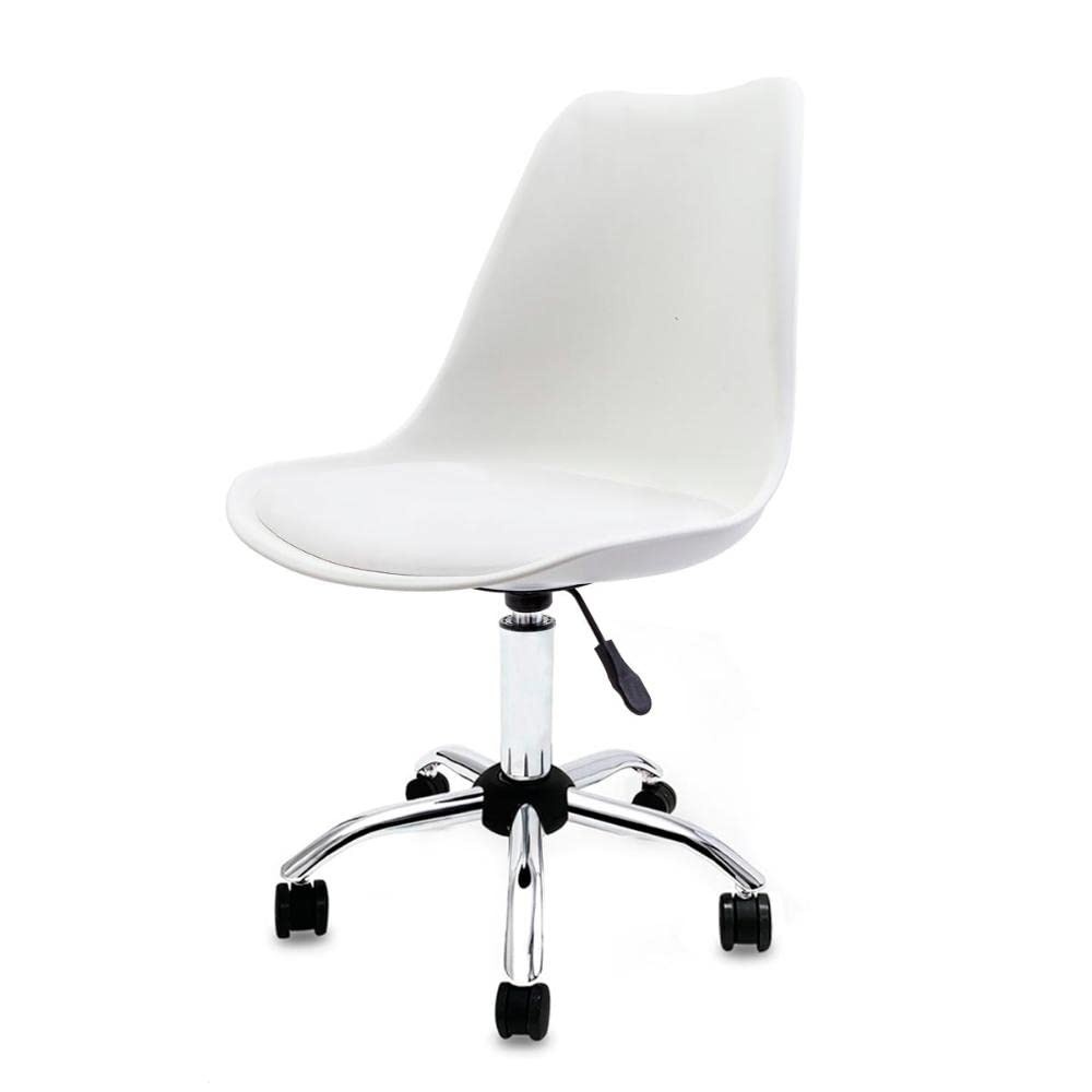 Cadeira Saarinen Empório Tiffany Office Cromada Branca - Design Moderno com Base Rotativa e Rodas