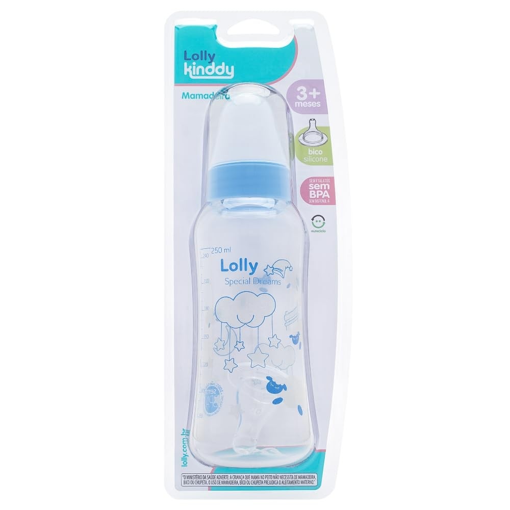 Lolly Mam 250ml Silicone Rosa Azul - Bico Macio e Livre de BPA