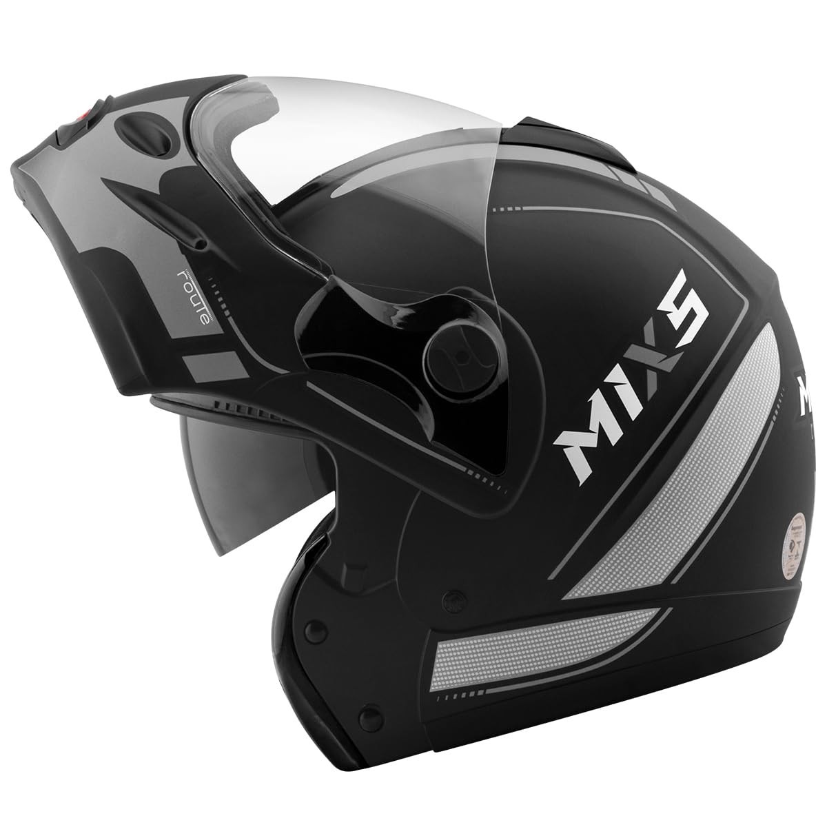 Capacete Mixs Captiva Route Articulado Robocop Fosco com Viseira Fumê Interna