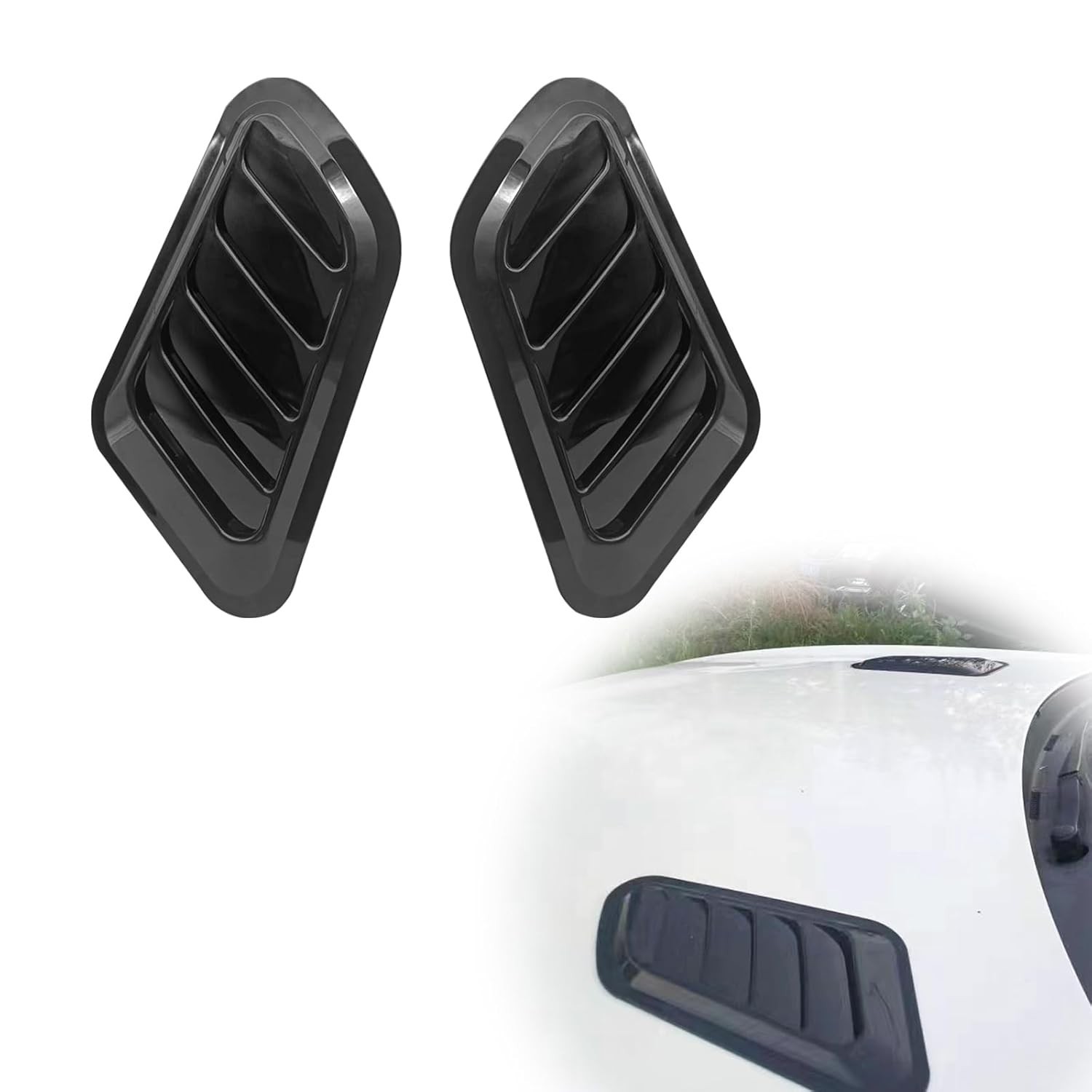 Kit 2 Saídas de Ar Capô Carro Universal Turbo Decorativo ABS Preto