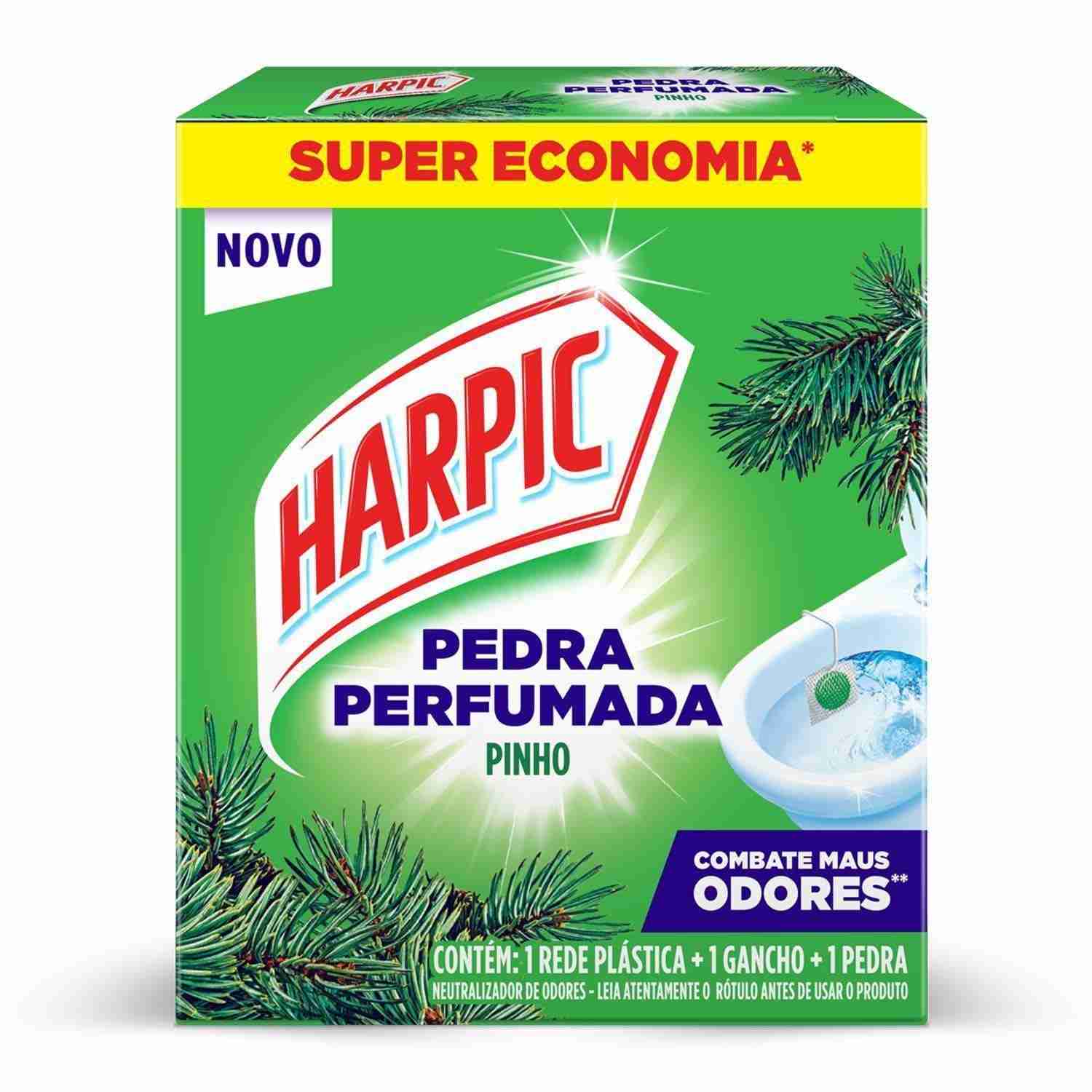 Harpic Pedra Sanitária Aroma Plus Pinho - Limpeza e Fragrância por até 130 Descargas