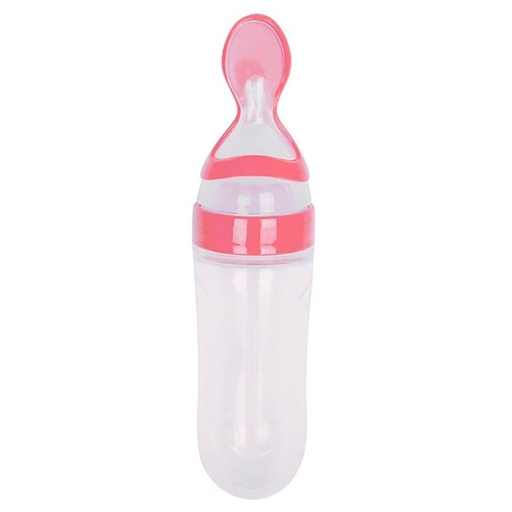 Colher de Silicone Dosadora 90ml Rosa - Segura, Macia e Prática para Refeições Infantis