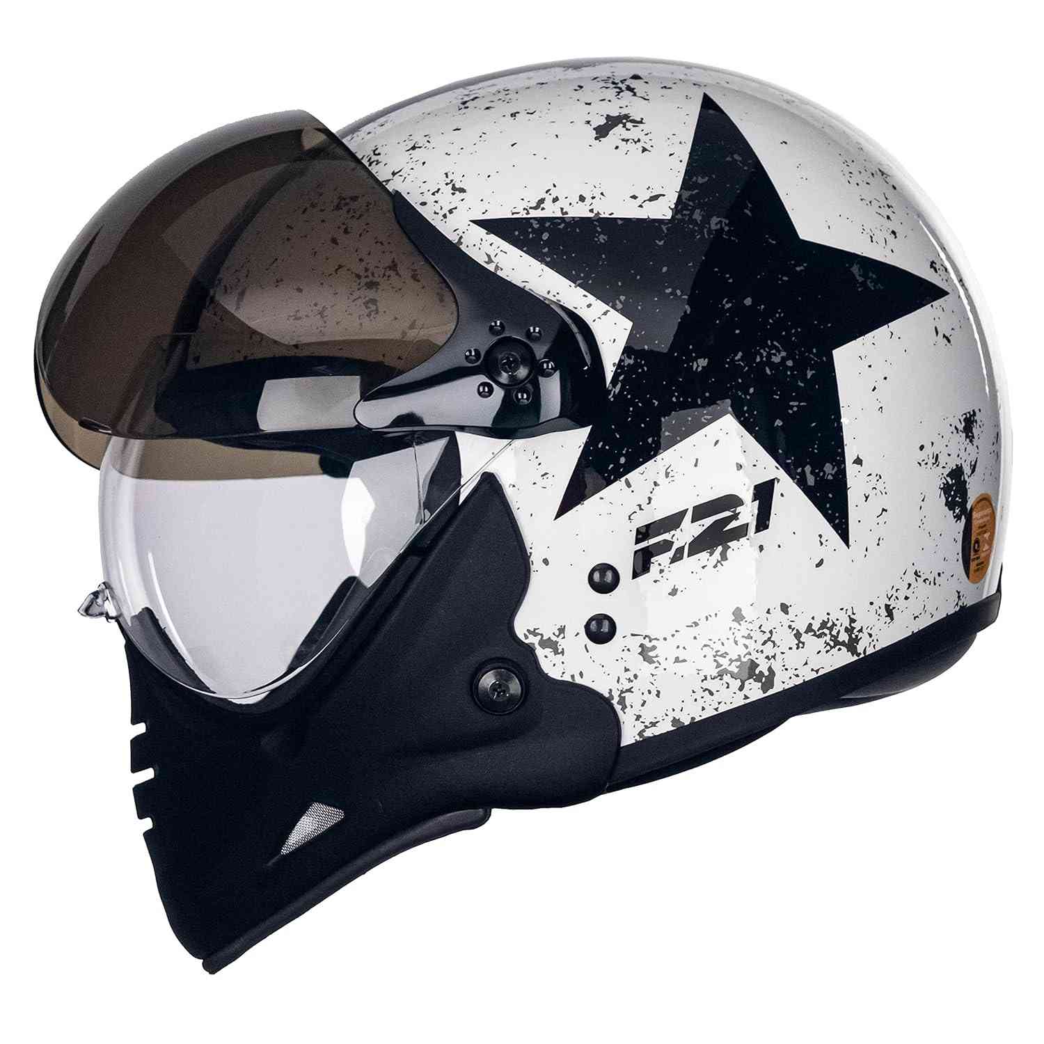Capacete Aberto Peels F-21 Old Tank Branco/Preto - Estilo e Segurança para Sua Moto
